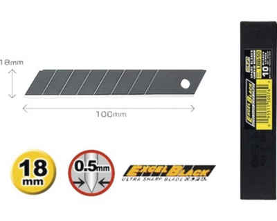 Olfa Messerklinge OLFA LBB 10 18mm 10 ultrascharf Excel Black Klingen, Kunststoffbox