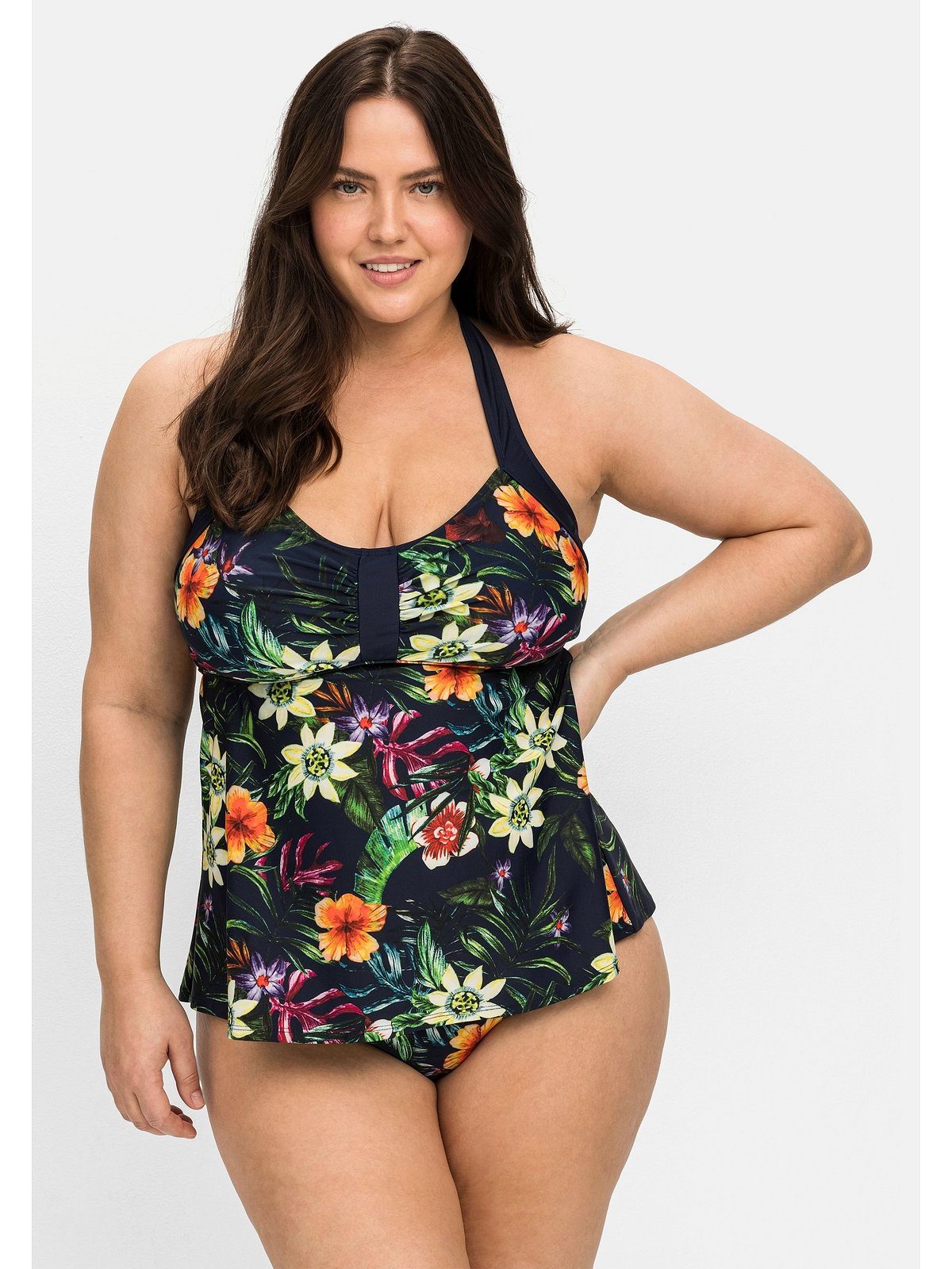 sheego by Joe Browns Tankini-Top Große Größen, mit Blumenprint und Neckholderträgern