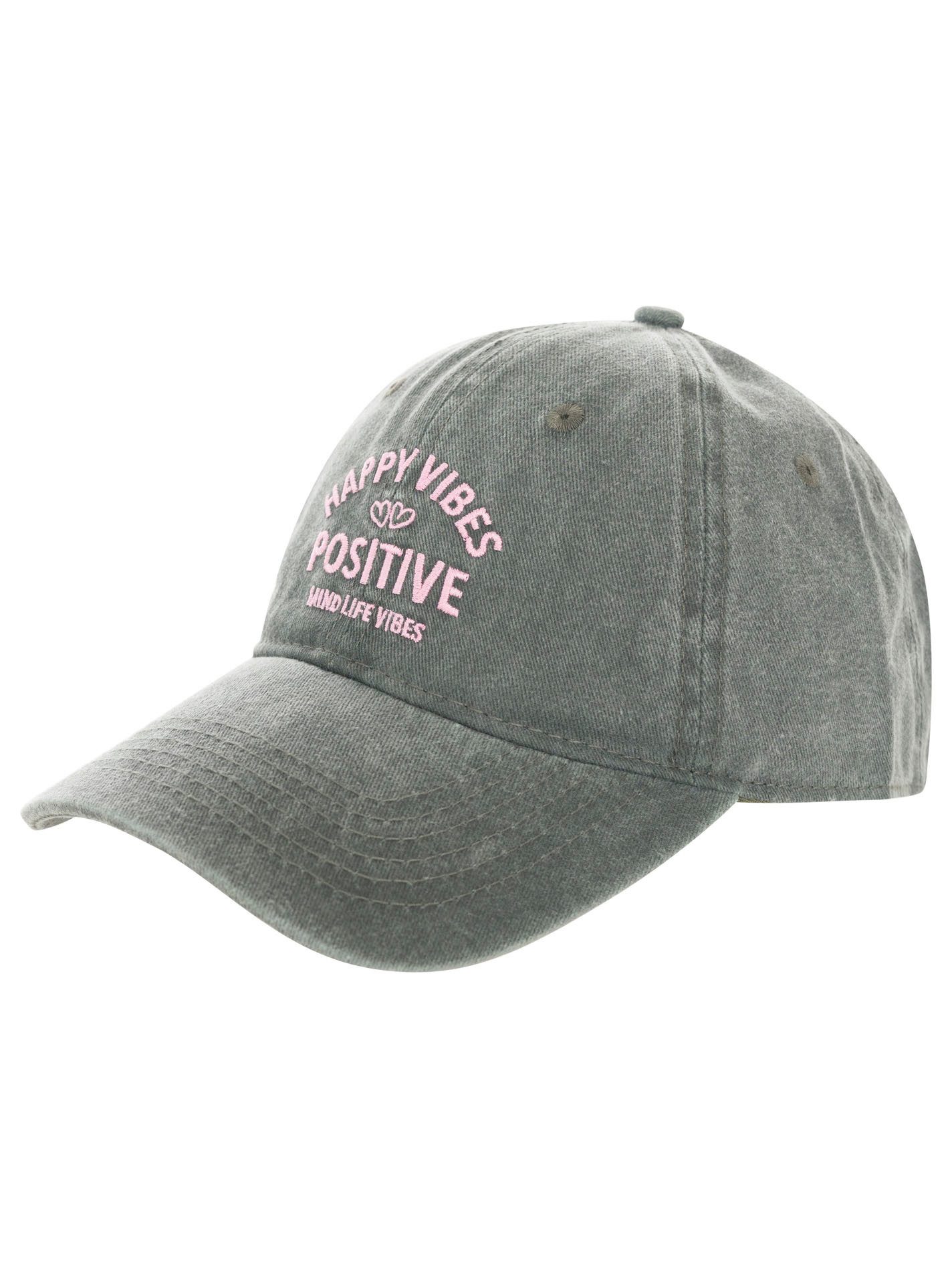 Zwillingsherz Baseball Cap "Happy Vibes" modernen Vintage-Look, Stickerei