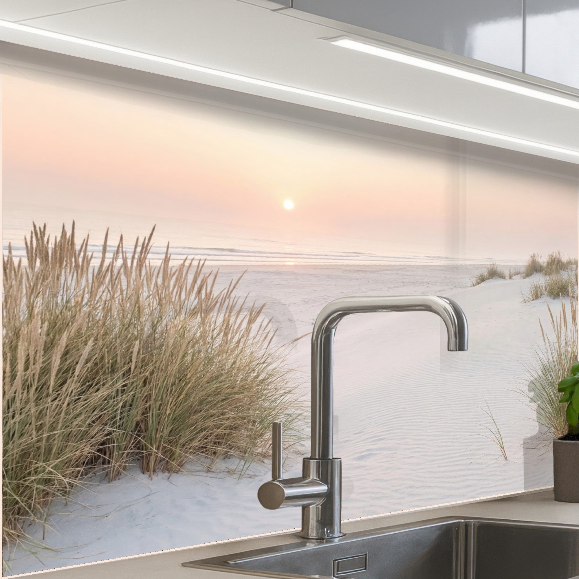 KitchenYeah Küchenrückwand Muster selbstklebend (keine Folie) Horizont - Dünenlandschaft - Sand, (1-tlg), Spritzschutz, Küche, Rückwand, Küchenwand, Küchenfront, 30x20 cm