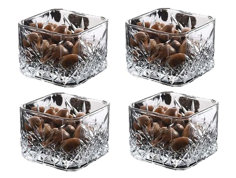 Pasabahce Dessertschale Timeless, Glas, (Packung, 4-tlg), 4er-Set quadratische Snackschalen 530240