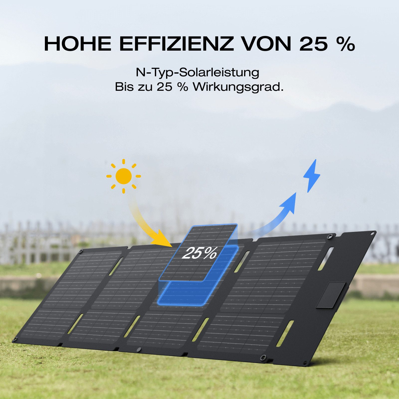 Ecoflow ECOFLOW 45 W Tragbares und Klappbares Solarpanel Solar Panel, 25% effiziente n-Typ-Solarzellen, wasser- und staubdicht nach IP68