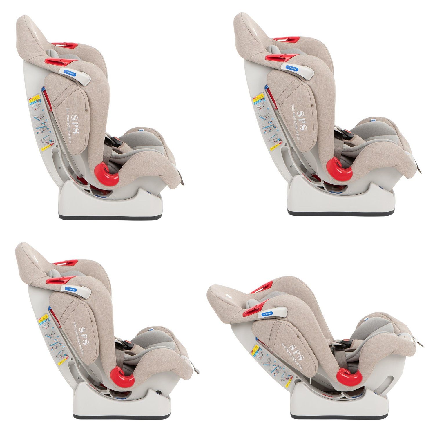 Kikkaboo Autokindersitz Kindersitz O'Right 0/1/2, Rückenlehne beige (0 Gruppe bis: - verstellbar 25 kg), kg, 25