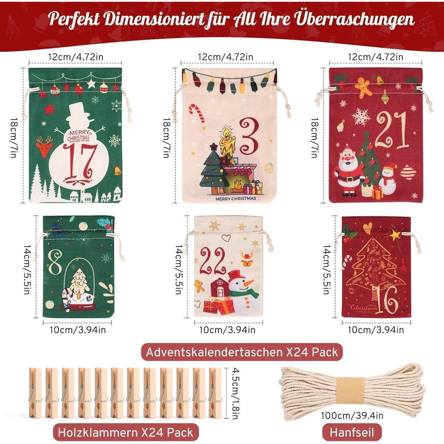 LuxusKollektion befüllbarer Adventskalender Adventskalender Befüllen 2026 DIY Säckchen Stoffbeutel Erwachsene – Bild 2 von 5