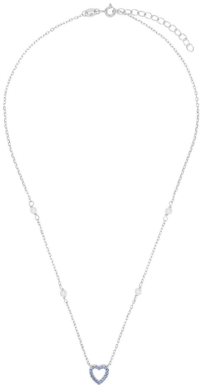 Amor Kette mit Anhänger Herz, Trachtenschmuck, Volksfest, mit Stein (synth) - mit Muschelkernperle