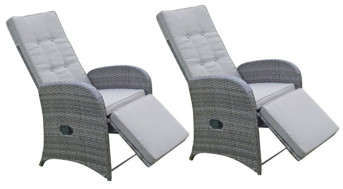 Garden Pleasure Gartenliege, 2x Garden Pleasure Polyrattan Relaxsessel Кресла Lounge Terrasse Liege