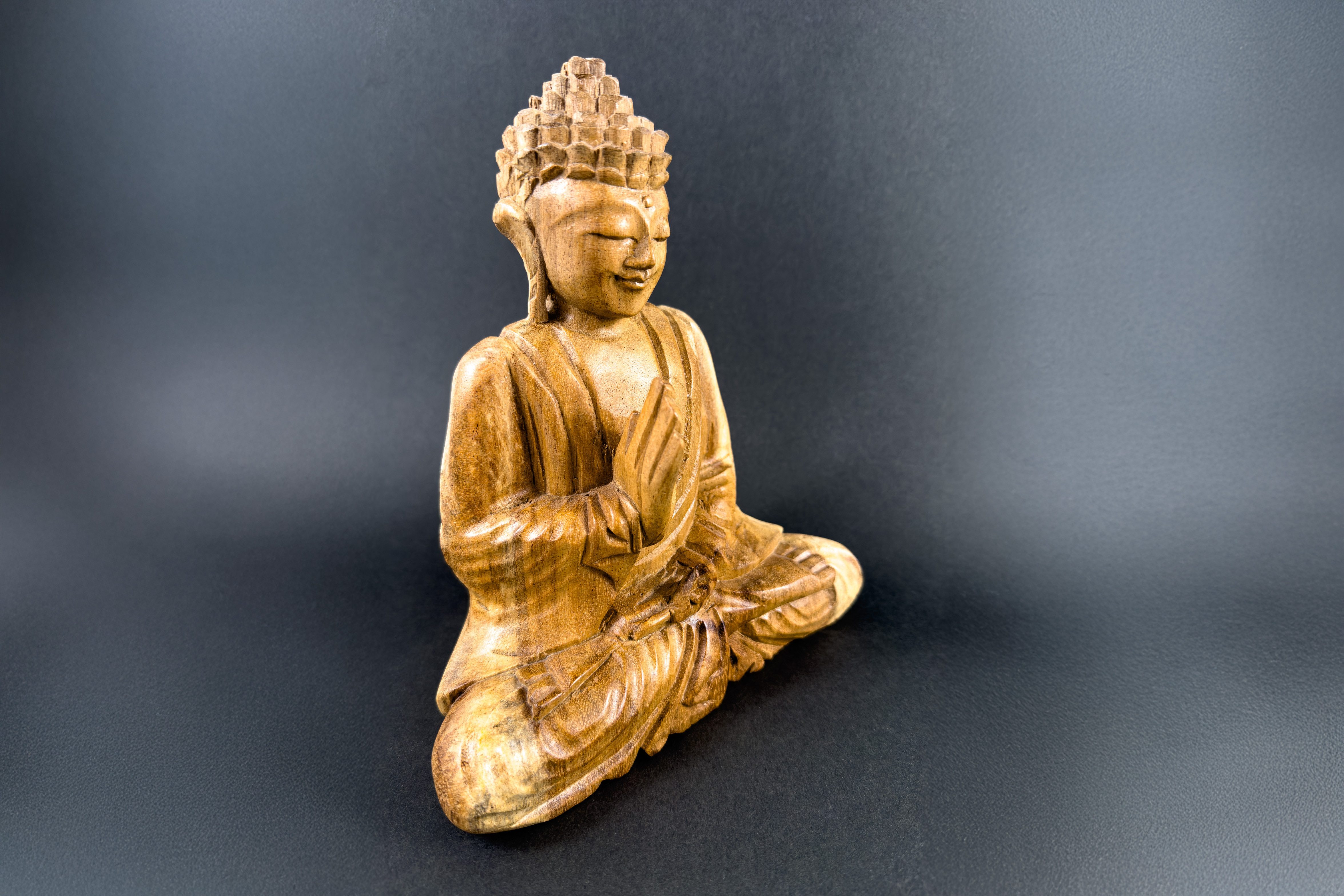 WORU Buddhafigur Buddha Figur mit erhobener Hand aus Soar Holz handgeschnitzt aus Bali