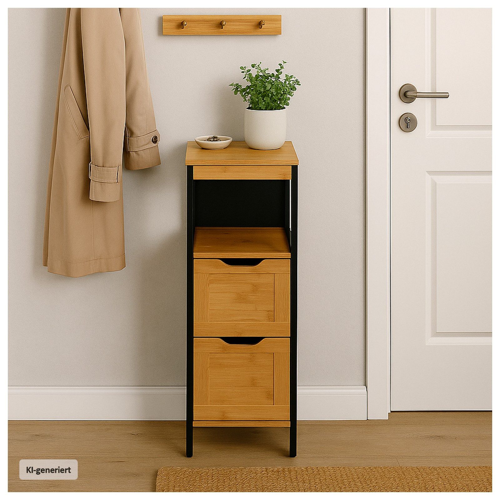 HTI-Living Kommode Beistellschränkchen mit 2 Schubladen (1 Stück, 1 St., 1 Beistellschrank), Badregal Flurkommode – Bild 3 von 4