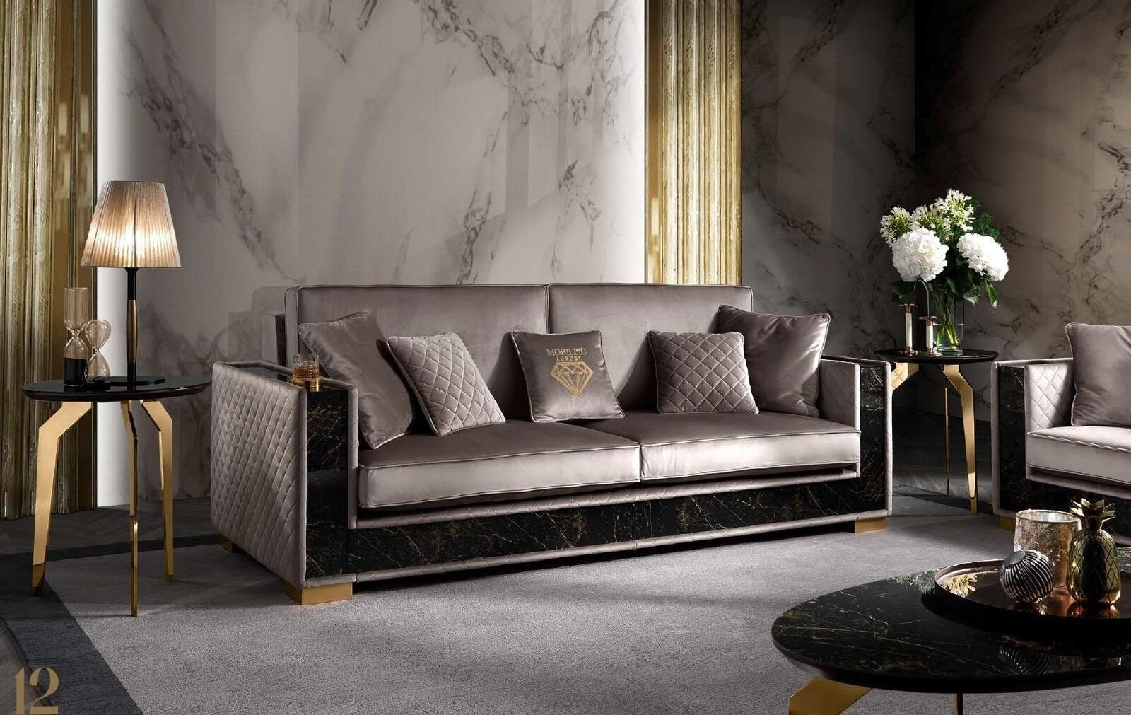 Design Polster Modern Sofa, Luxus Sitz Sofa Sofas JVmoebel Textil 3 Sitzer