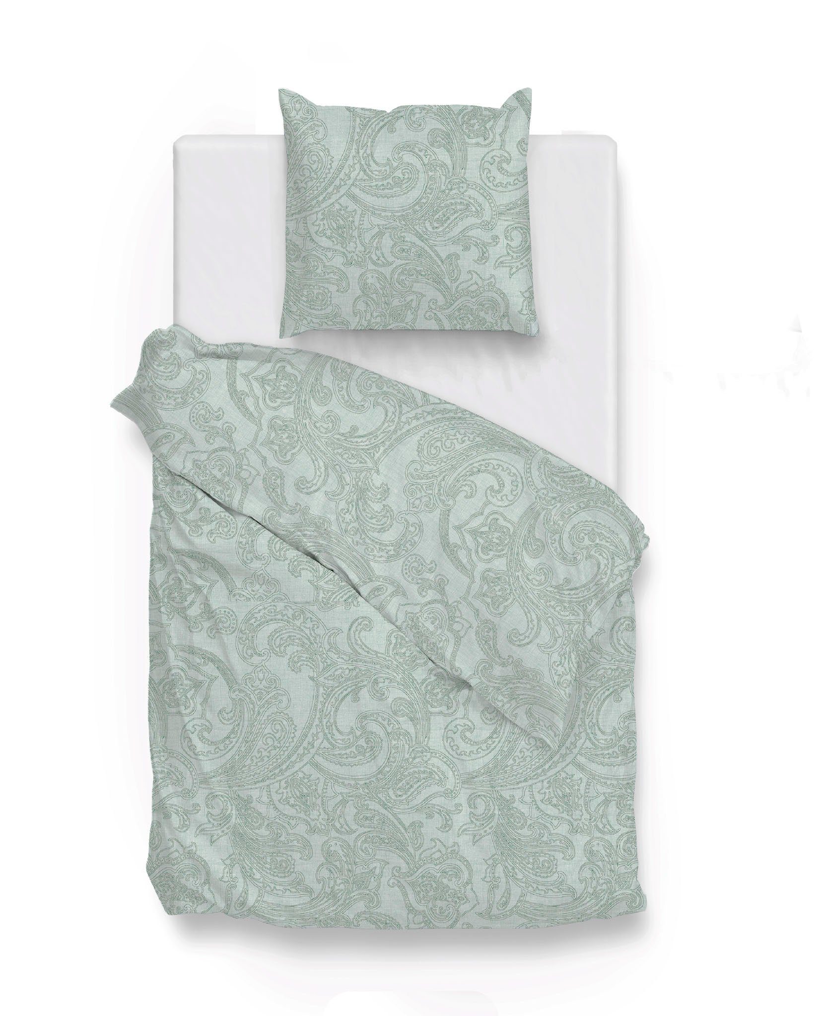 ZO HOME Bettwäsche Zo! Home Cotton Bettwäsche 155x220 Paisley di Lino Mint green grün, Baumwolle, 2 teilig