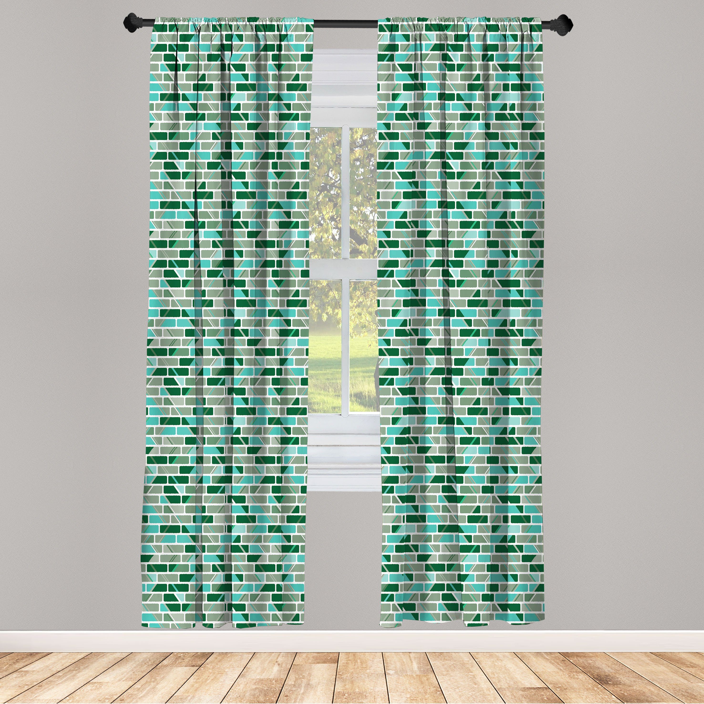 Gardine Vorhang für Wohnzimmer Schlafzimmer Dekor, Abakuhaus, Microfaser, Backstein Creative-Bild mit Blöcken