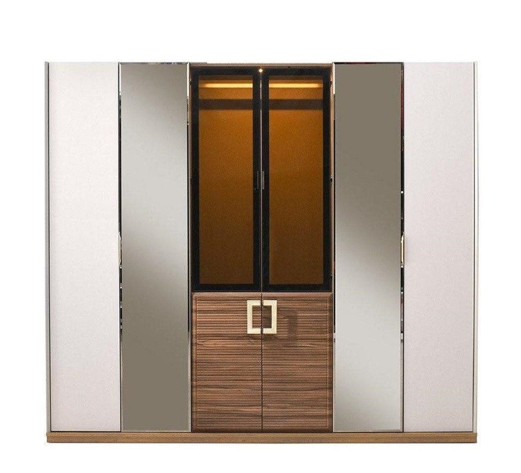 JVmoebel Kleiderschrank Beiger LED-Kleiderschrank Holzschrank Schlafzimmer Möbel (1-St., Kleiderschrank) Made in Europa