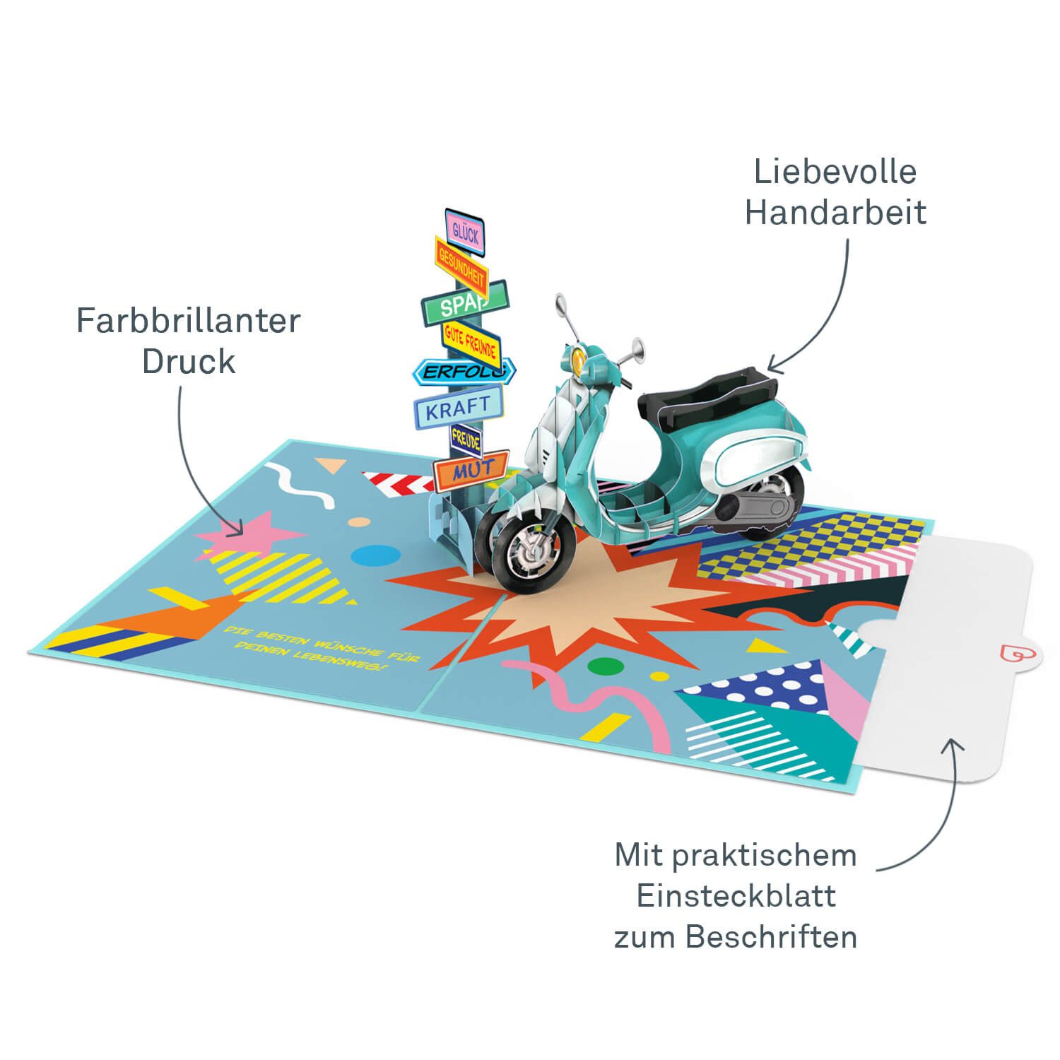 papercrush Glückwunschkarte Jugendweihe Pop-Up Karte, Handgemacht, Lasergeschnitten, Pop Up