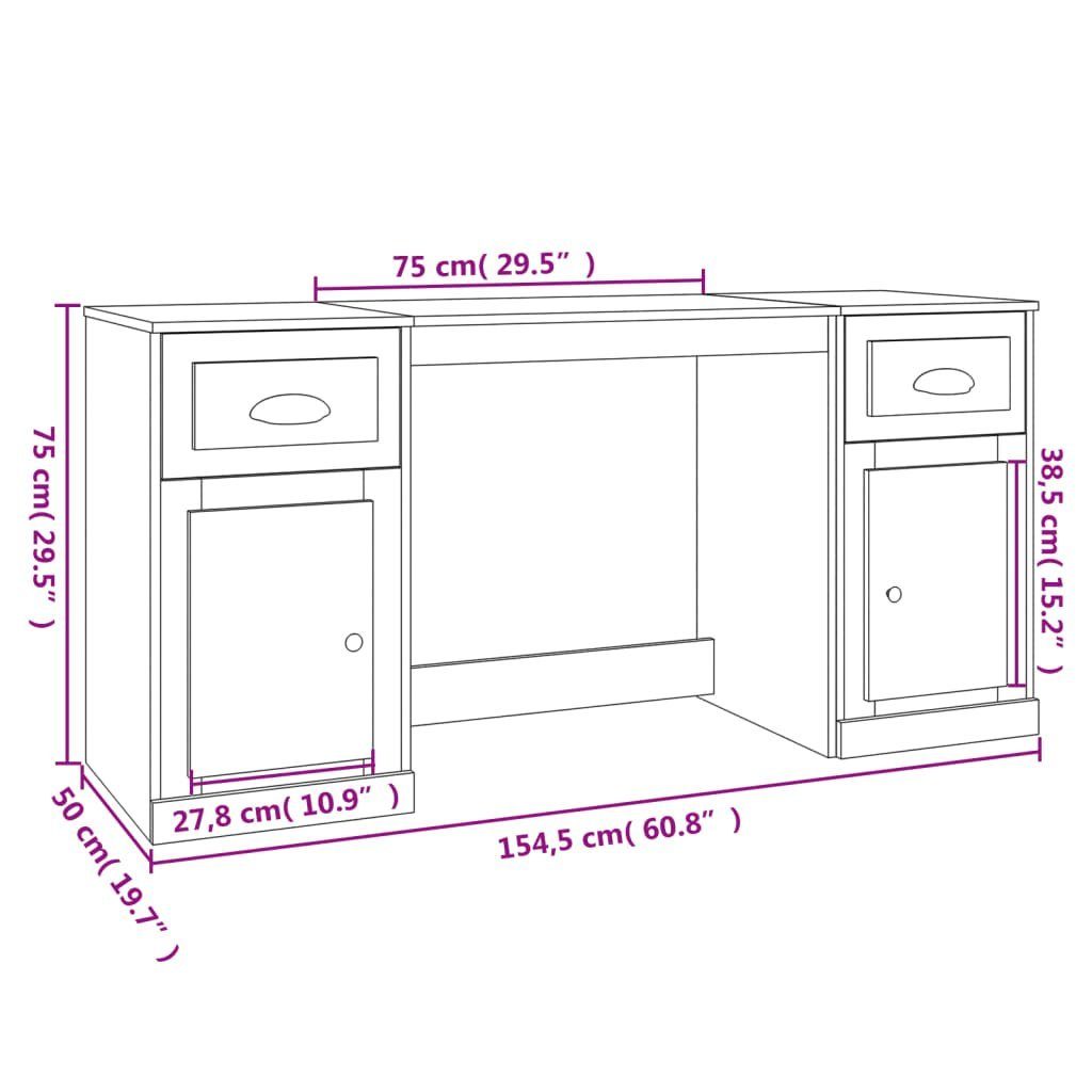 furnicato Schreibtisch Stauraum Sonoma-Eiche mit Holzwerkstoff