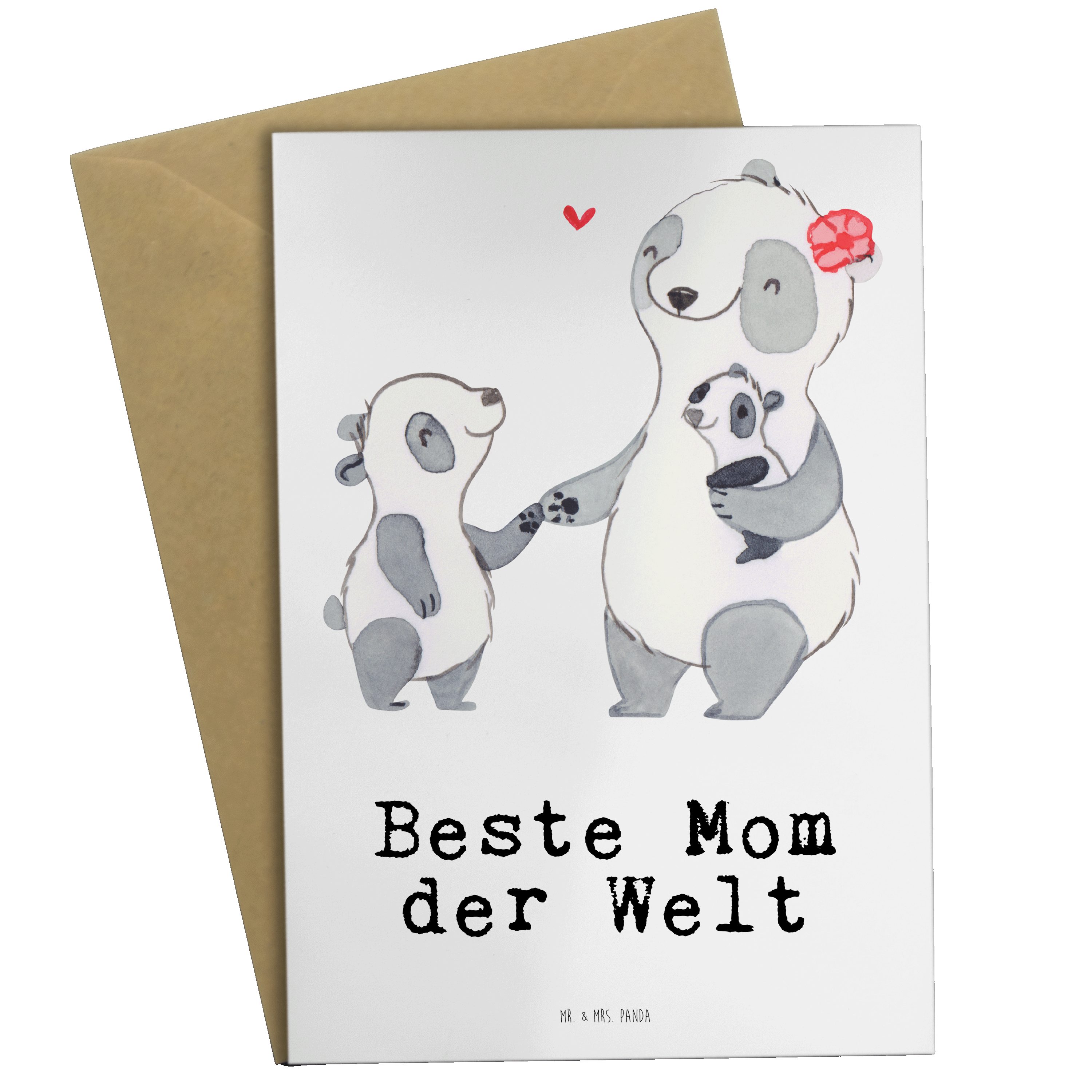 Mr. & Mrs. Panda Grußkarte Panda Beste Mom der Welt - Weiß - Geschenk, Geburtstagskarte, Karte