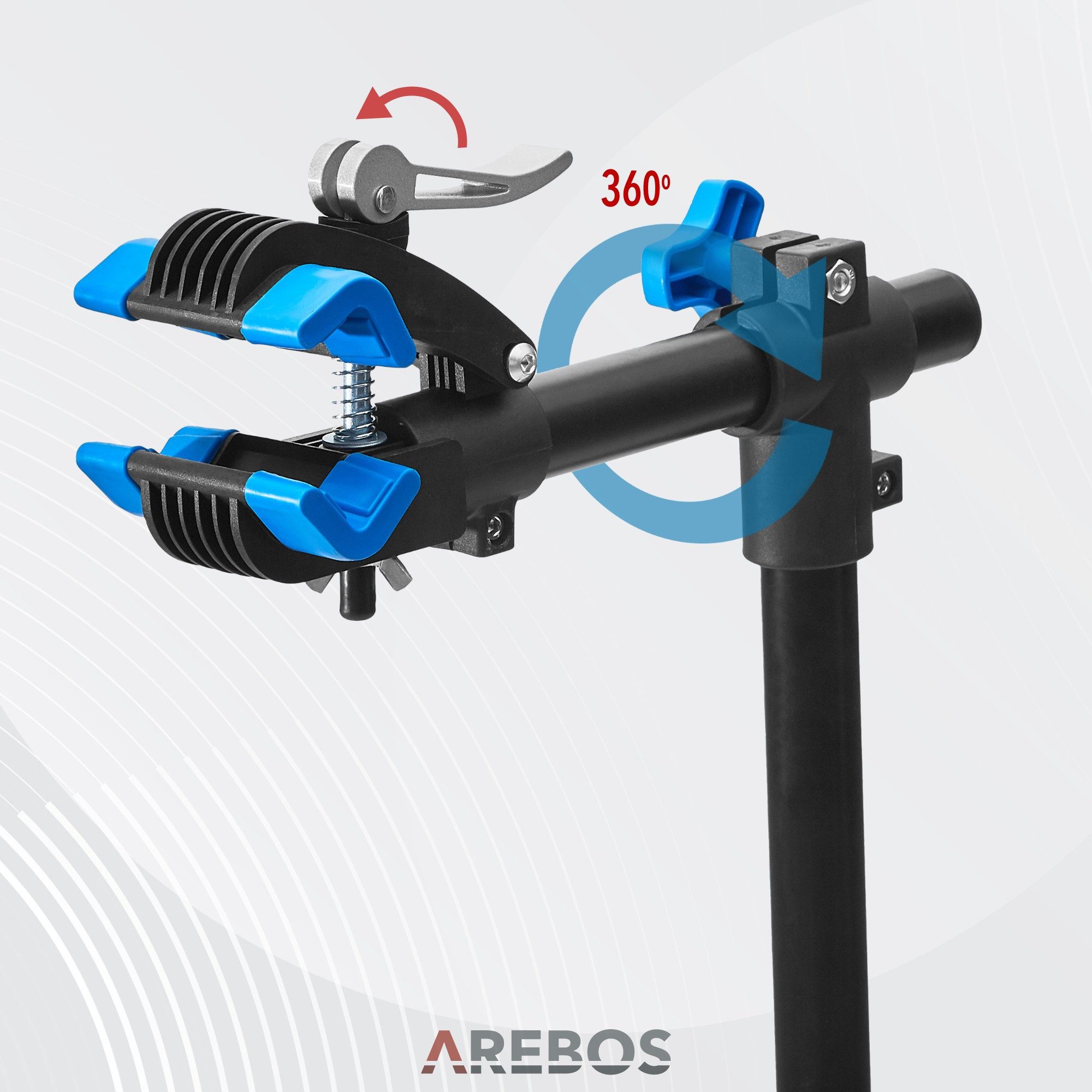 Arebos Fahrrad-Montageständer E-Bike ständer mit Tragetasche, 360° rotierbar, Belastbarkeit 30 kg, Höhe: 112,5-188,5 cm