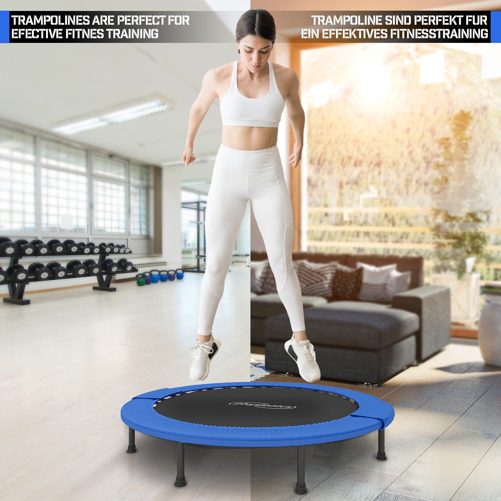 Physionics Fitnesstrampolin Fitness Trampolin - Durchmesser : 81cm/91cm/96cm/102cm/114cm/122cm, Ø 81 cm, (Trampolin in der Größe Ihrer Wahl als Bausatz zur Selb – Bild 5 von 5