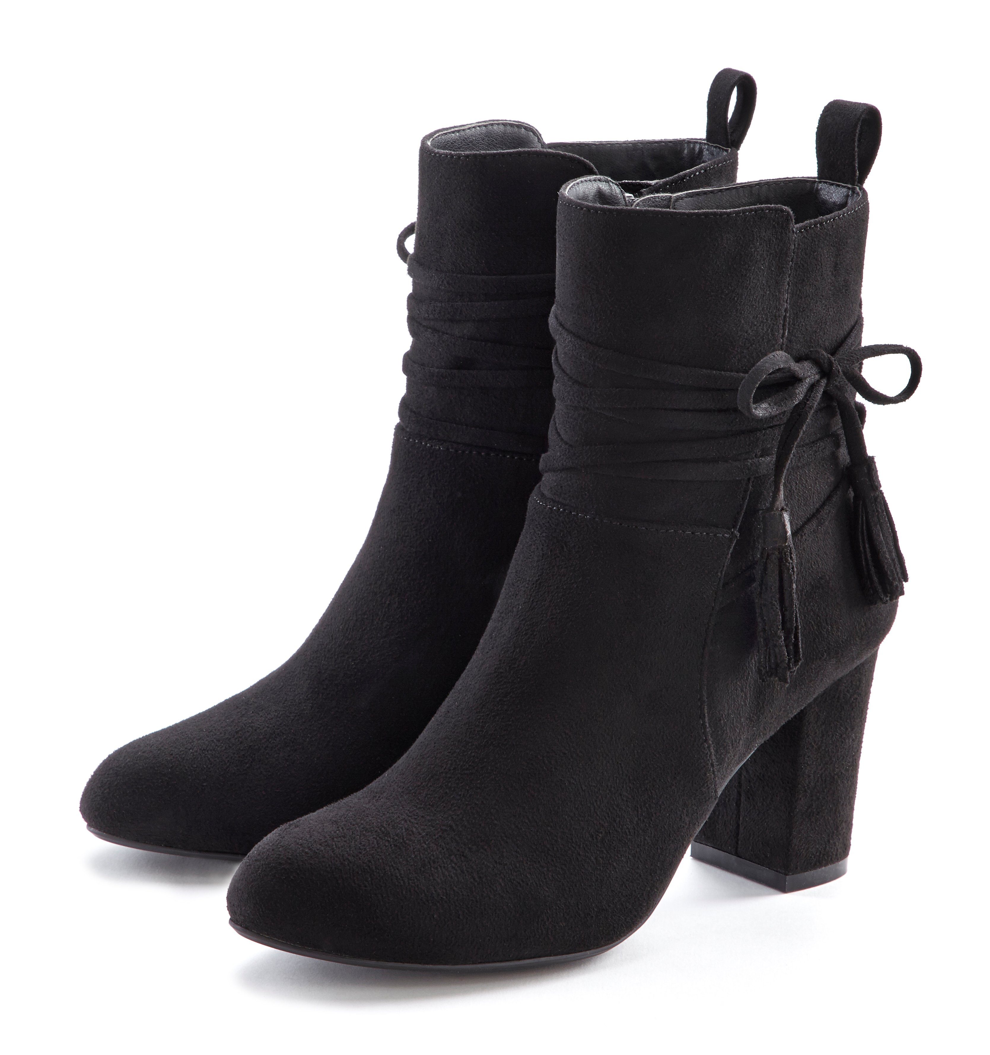 LASCANA Stiefelette mit Blockabsatz, High-Heel-Stiefelette, Ankle Boots, Stiefel schwarz | Stiefeletten