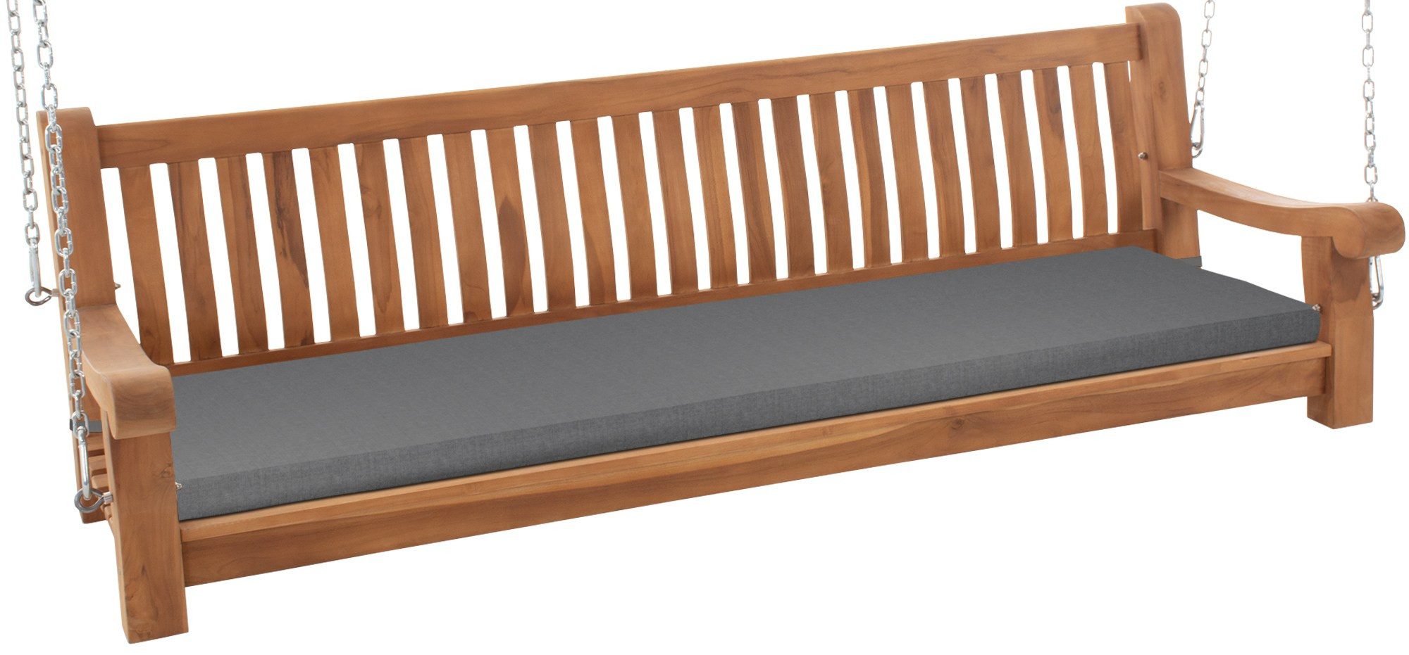 TPFGarden Gartenbank Joreva (Massives Teakholz – wetterfest und langlebig, Zeitloses Design für Garten, Terrasse oder Balkon), Maße (TxBxH): 70 x 200 x 62cm - Farbe Sitzkissen: dunkelgrau