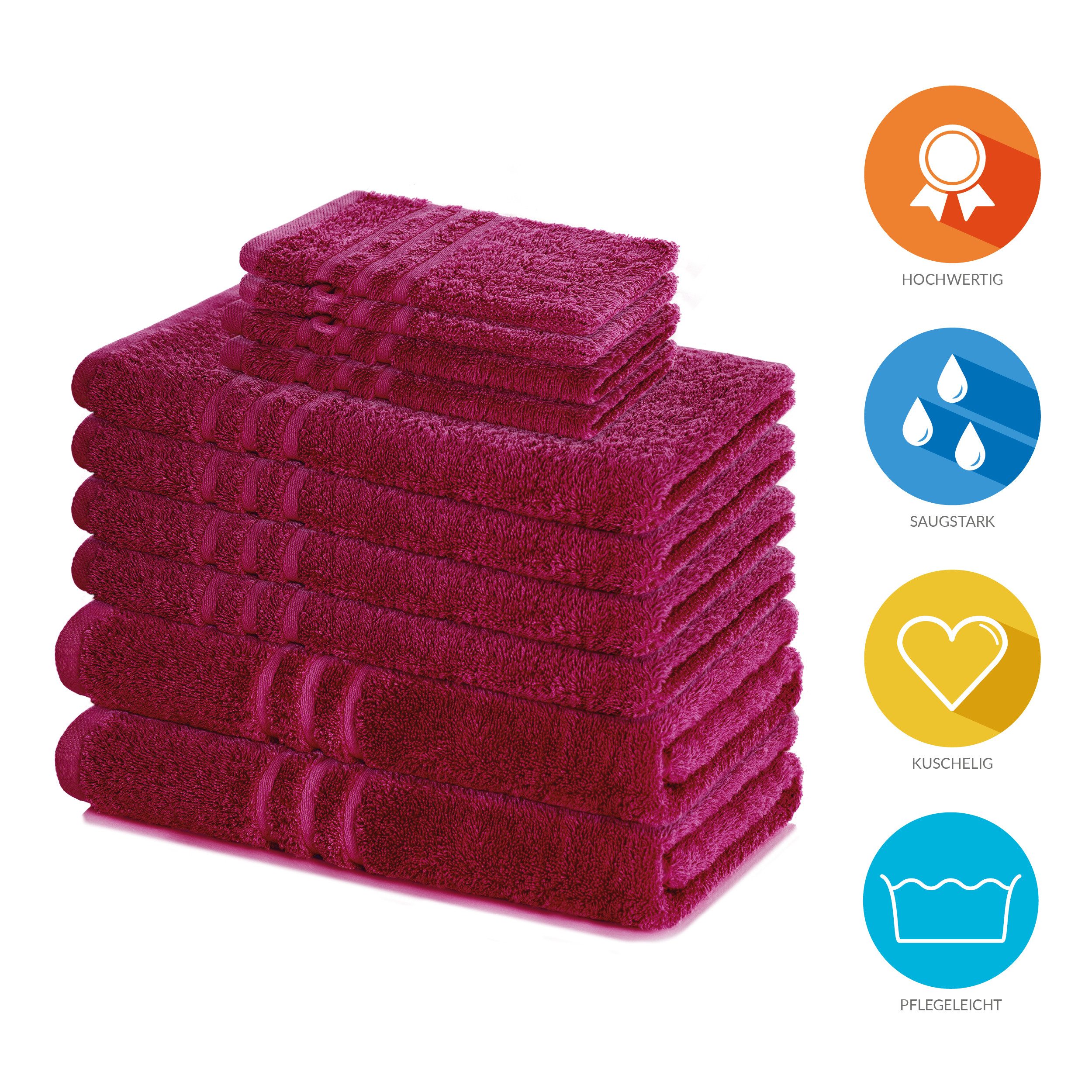 Lavea Handtuch Set Elena, Duschtücher, Handtücher, Gästetücher, Waschhandschuhe, 100% Baumwolle (Set, 10-St), Frottierserie, weich & saugstark, pflegeleicht, 500 g/m² Frottier