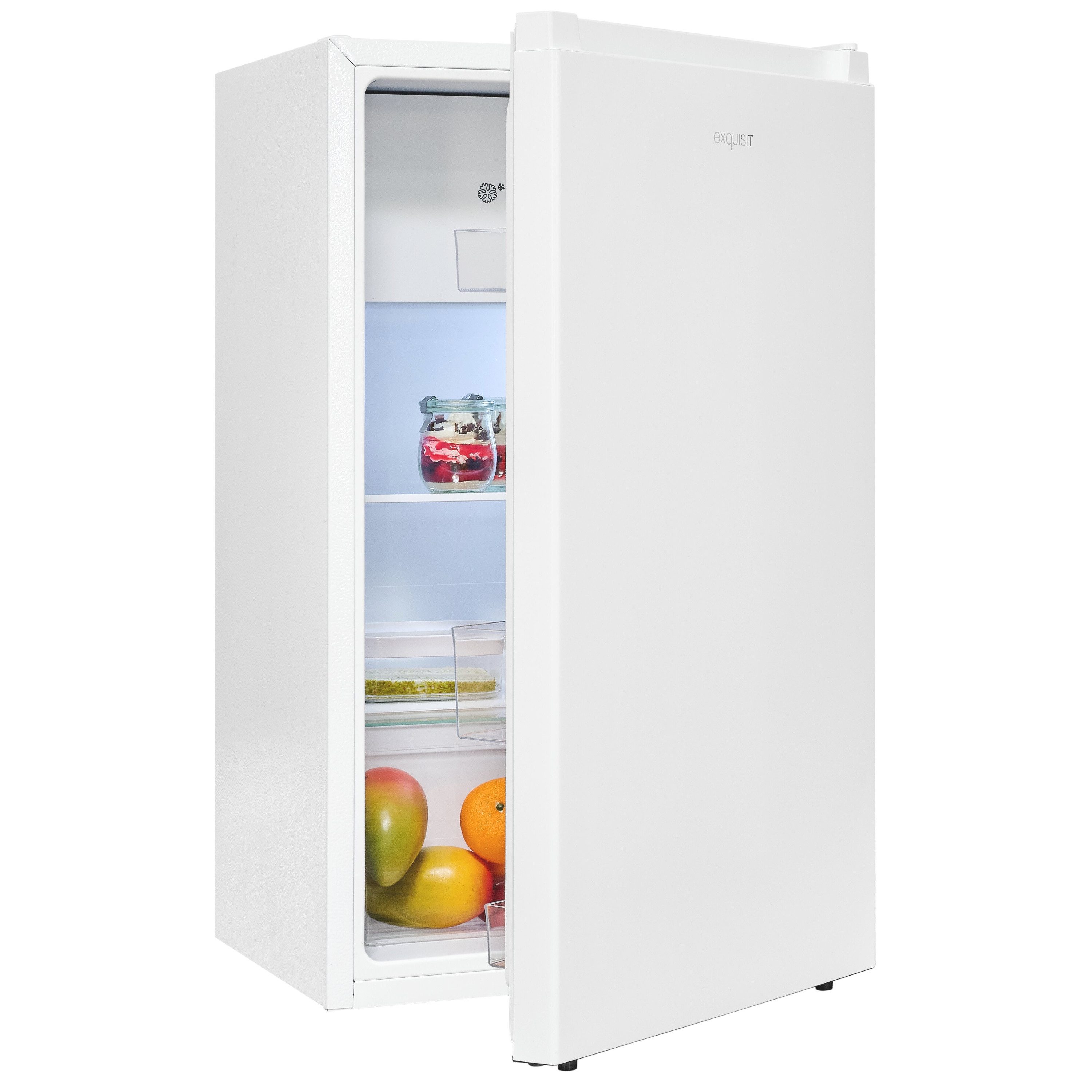 exquisit Kühlschrank KS5117-3-010E, 85 cm hoch, 48 cm breit, 82 Liter, Freistehend, 3-Sterne-Gefrieren, Türanschlag wechselbar