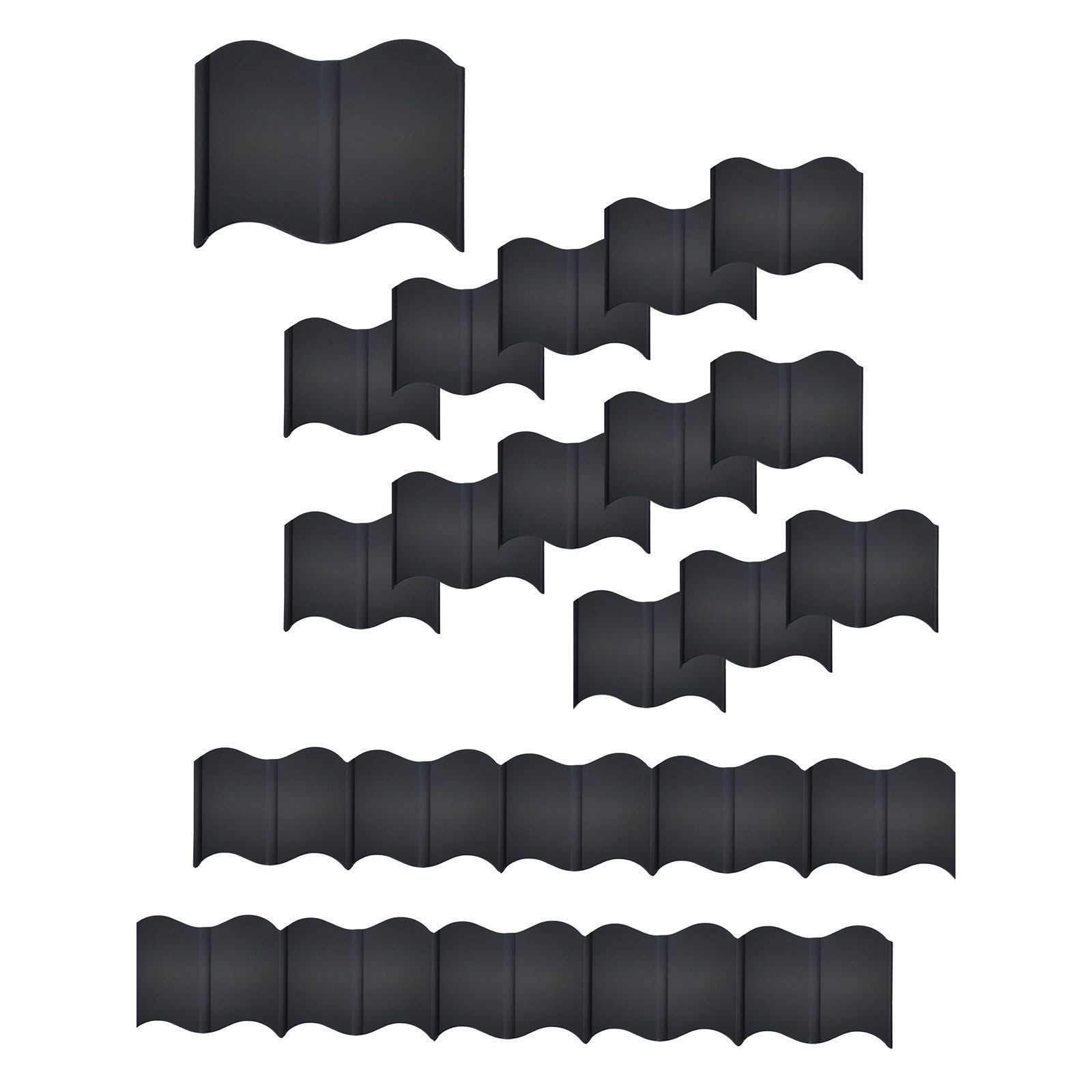 HTI-Living Beetumrandung Beetumrandung Nessa Wave 24-teilig Schwarz, LxH: 16x14 cm, Set, 24 Module, Beetbegrenzung Beeteinfassung – Bild 2 von 3