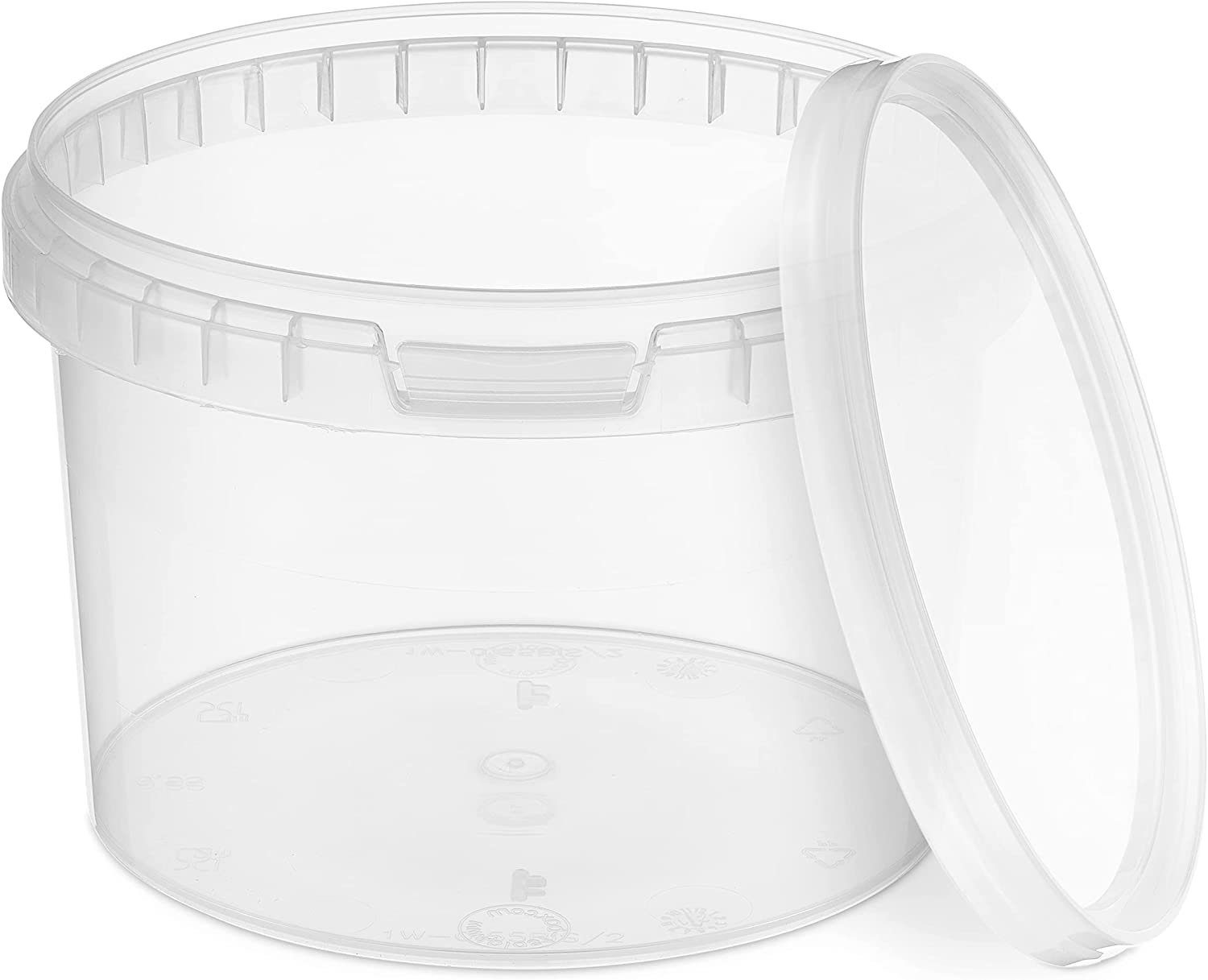 BENBOW Aufbewahrungssystem Eimer mit Deckel 30 20 10 5 3 1 0,5 L Transparent Lebensmittelecht, Polypropylen - Lebensmittelecht, Geschmacksneutral, Auslaufsicher, (1-tlg., PZH-, BRC- und DIN-ISO-zertifiziert), für Lebensmittel, Farben, Chemikalien