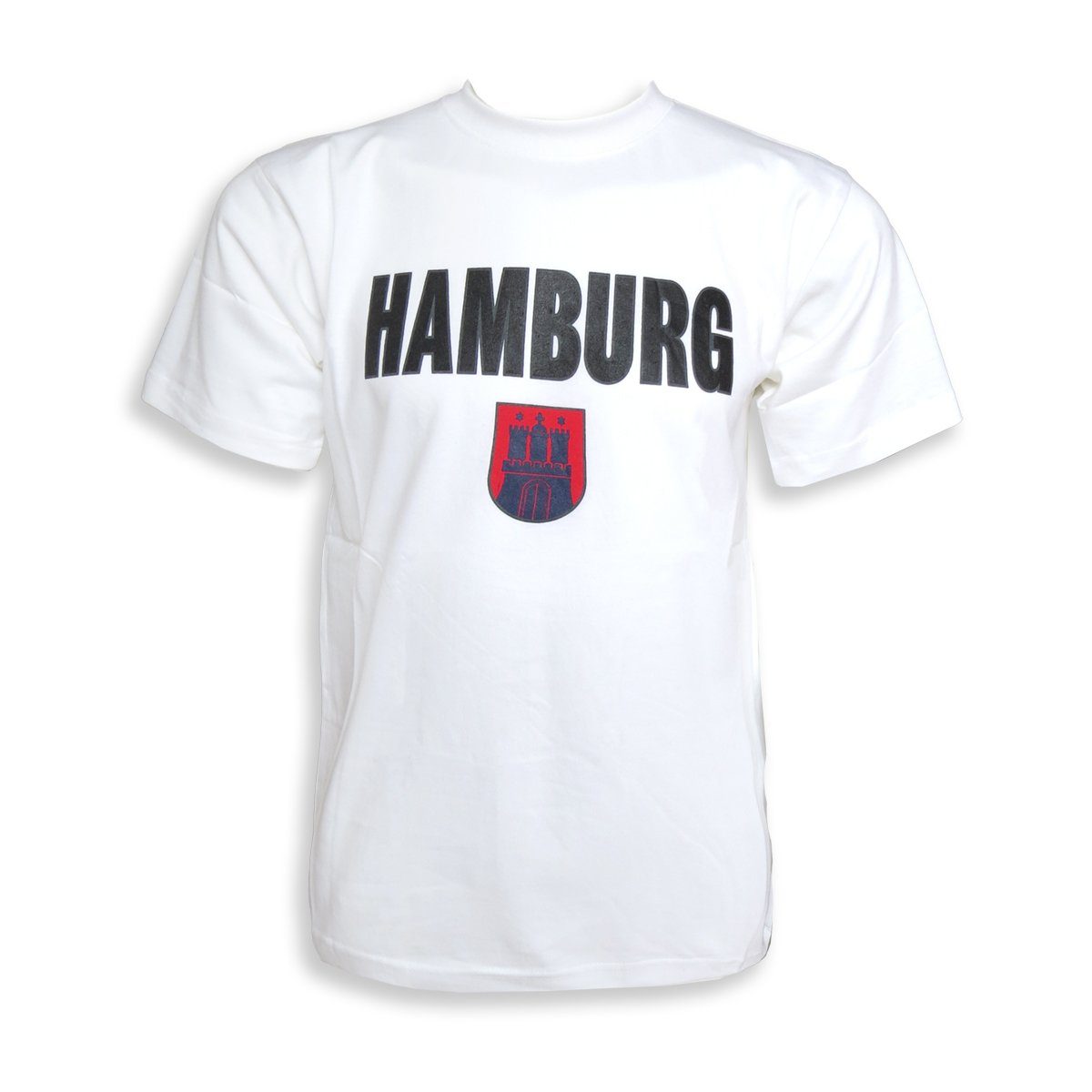 Sonia Originelli T-Shirt T-Shirt Classic" "Hamburg Baumwolle Herren weiss-blau Wappen