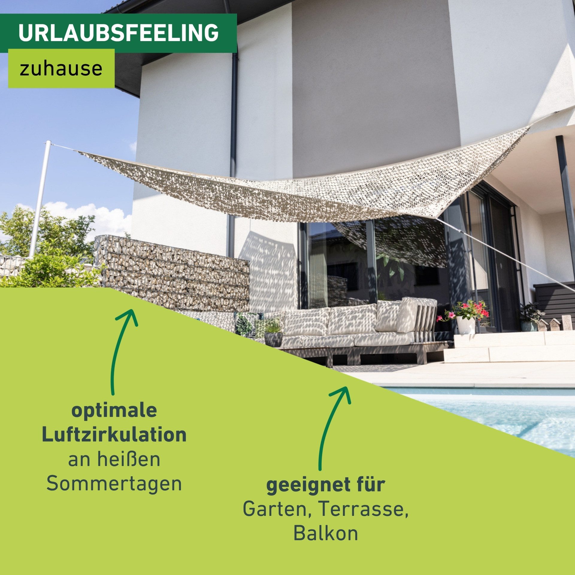 Windhager Sonnensegel Beschattungsnetz COTE D´AZUR, Schattenspender mit UV Schutz, Sonnenschutz 3 x 4 m, erhältlich in beige/taupe oder weiß/grau