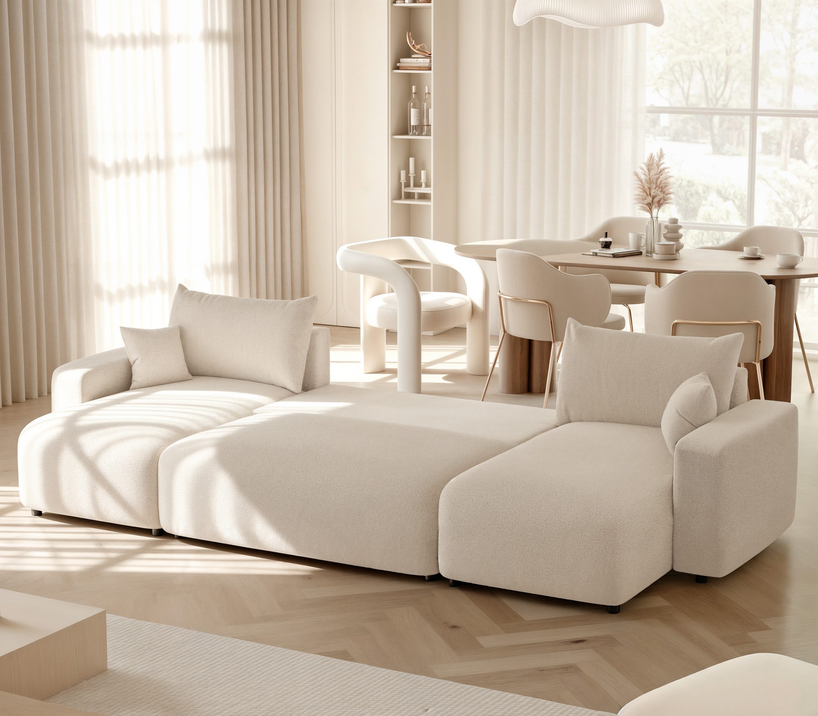 yourhouse24 Wohnlandschaft XXL PIANO U im modernen Design (318 cm) – Mit Schlaffunktion, Seite universal