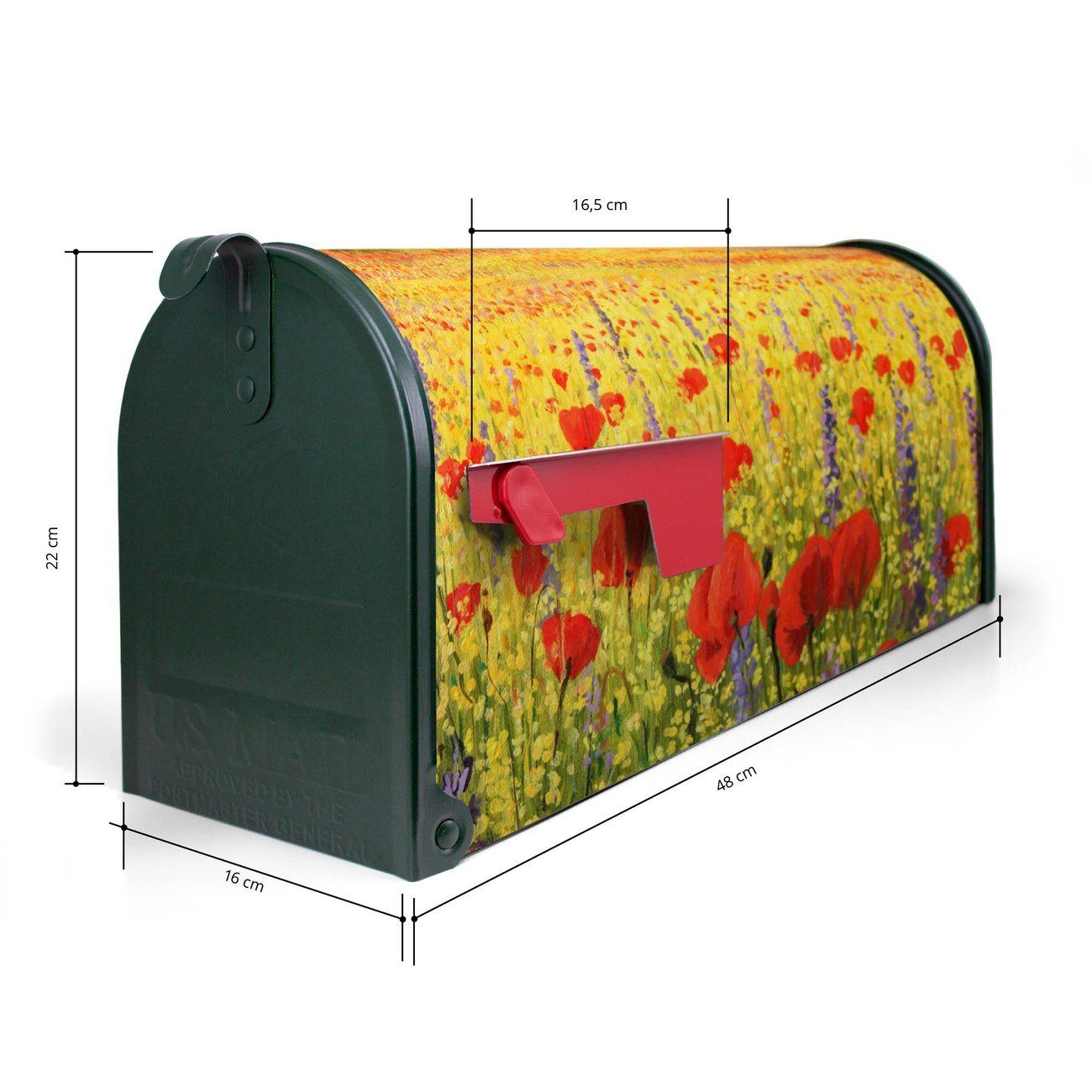 Thumbnail - banjado Amerikanischer Briefkasten Mailbox Feld Mit Mohnblumen (Amerikanischer Briefkasten, original aus Mississippi USA...