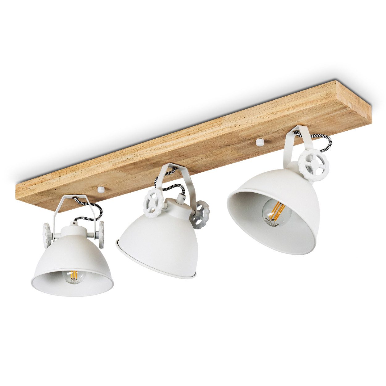 hofstein Deckenleuchte »Mot« Deckenlampe aus Metall/Holz in Weiß/Natur, ohn günstig online kaufen