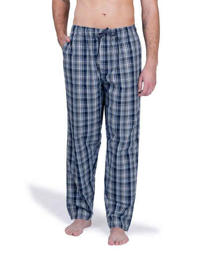 Moonline Schlafhose Herren Webhose Freizeithose Loungewear aus 100% Baumwolle