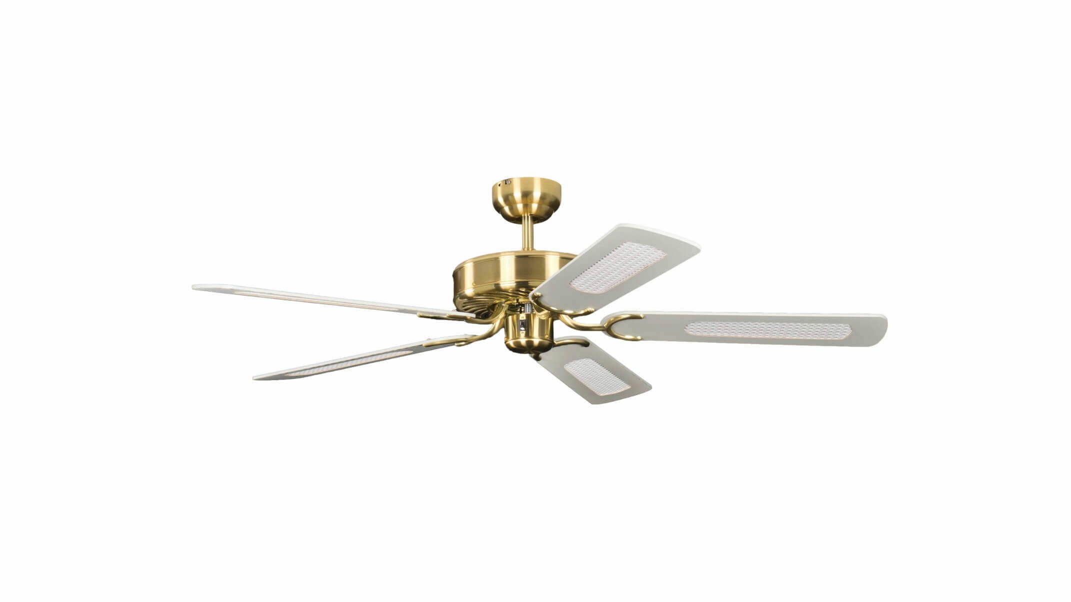 Pepeo Deckenventilator Deckenventilator Potkuri Messing seidenmatt / Weiß, Mit Zugschnur