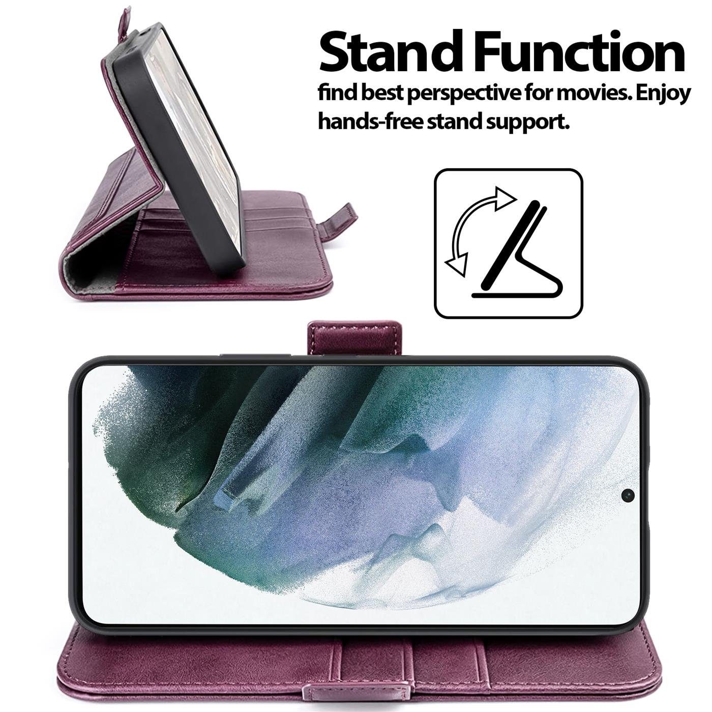 CoolGadget Handyhülle Wallet Klapptasche Cover Case für Samsung Galaxy S21 6,2 Zoll, Handy Tasche mit RFID Schutz Kartenfach Book Schutzhülle