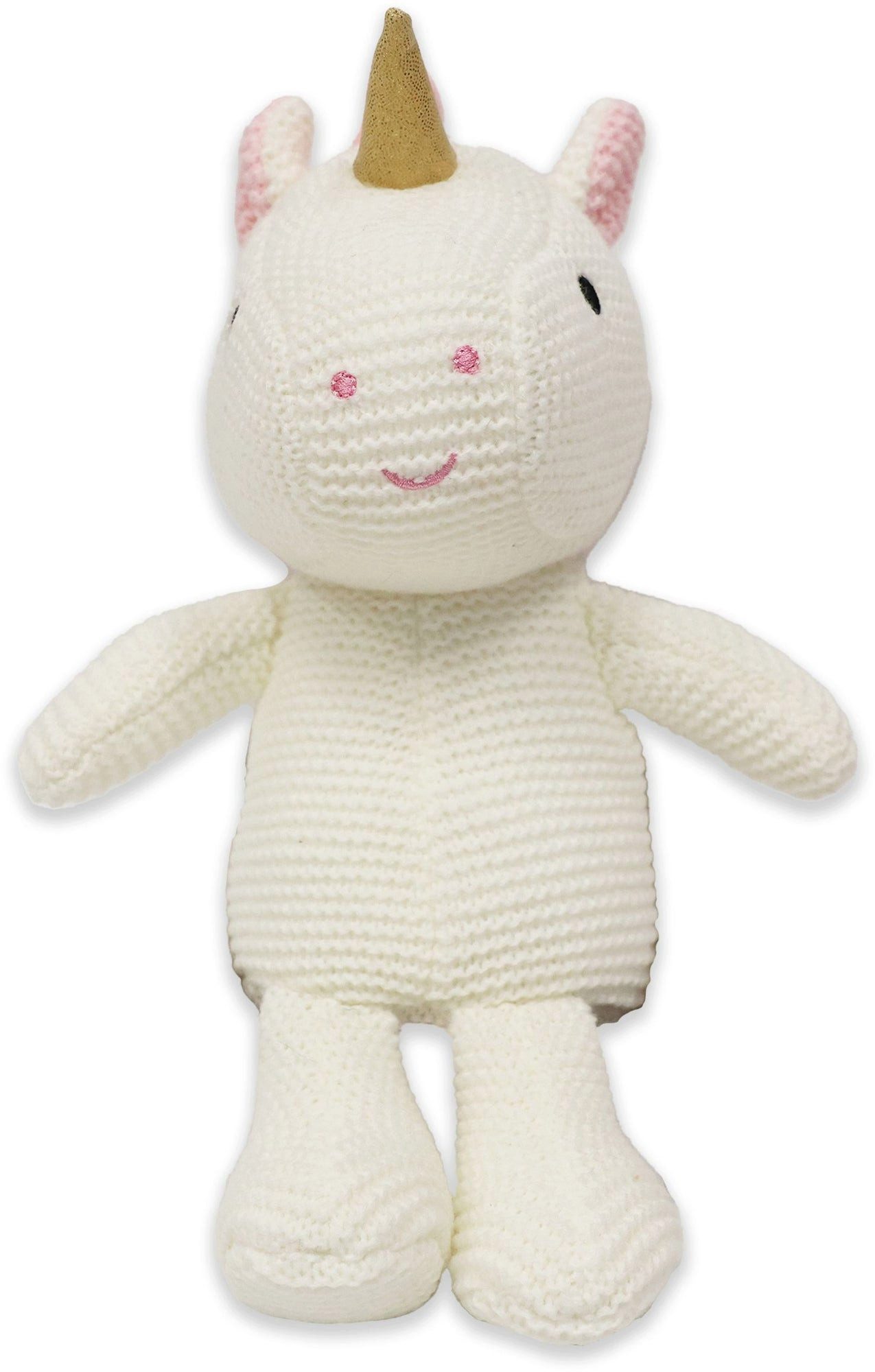 Vedes Spiel Strick-Kuscheltier mit Rassel – Einhorn