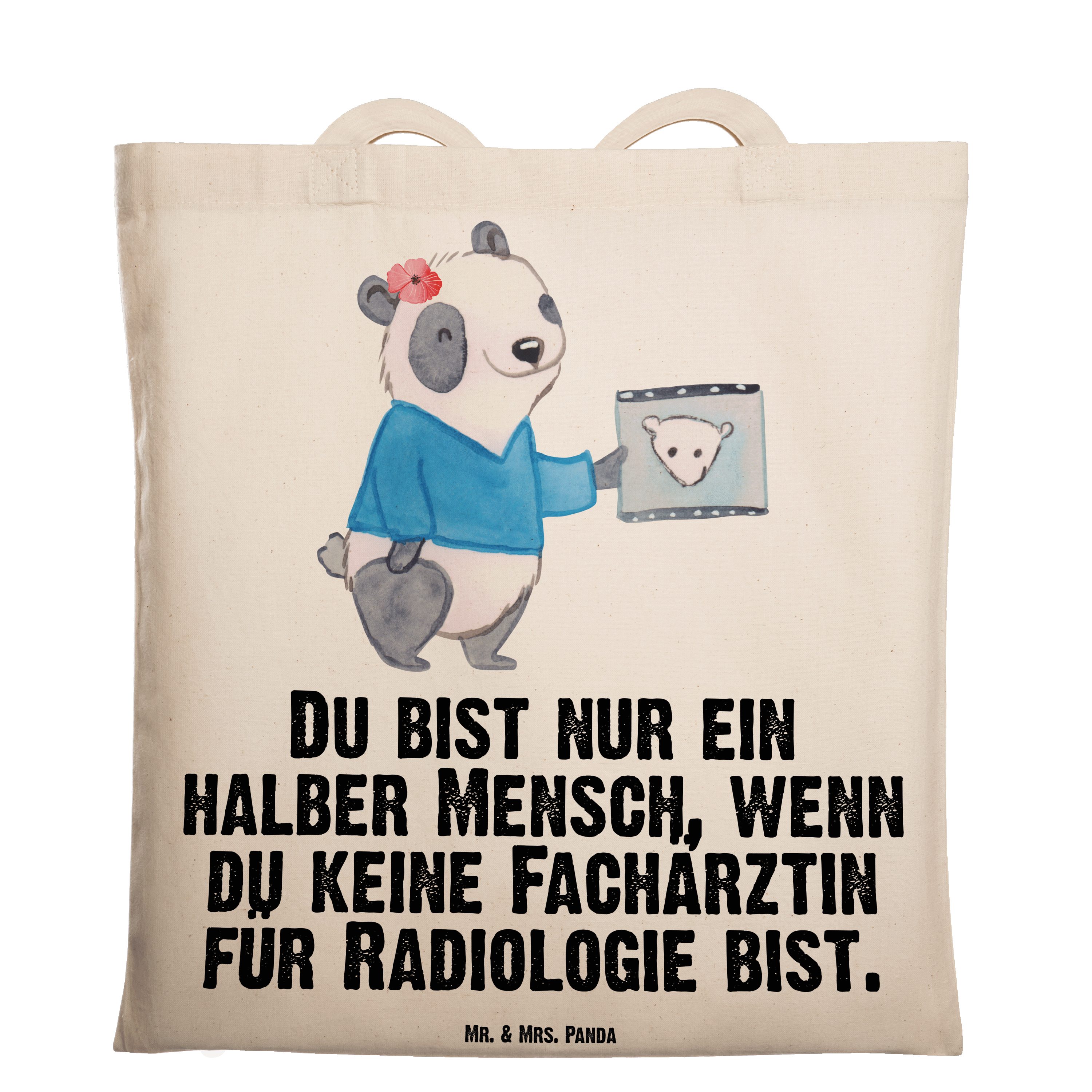 Schenken - Panda Transparent für mit Mrs. Mr. & Geschenk, Fachärztin - (1-tlg) Tragetasche Radiologie Herz