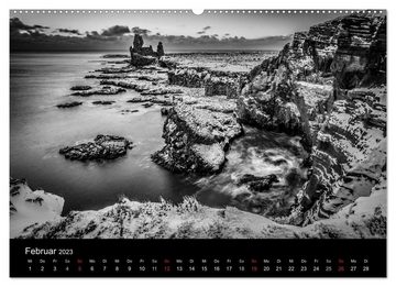 CALVENDO Wandkalender Island in Schwarzweiß (Premium, hochwertiger DIN A2 Wandkalender 2023, Kunstdruck in Hochglanz)