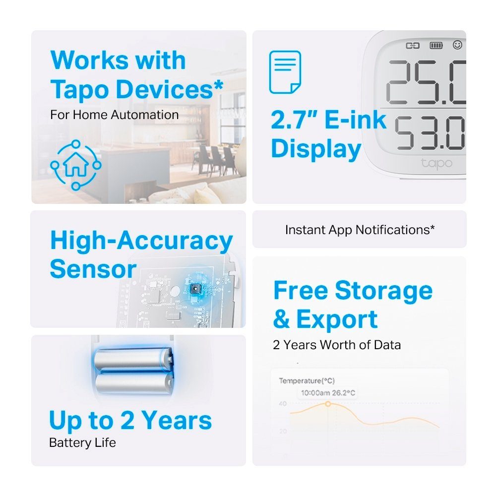 tp-link Tapo T315 Smart-Home-Zubehör, Smarter Temperatur & Feuchtigkeits-Sensor