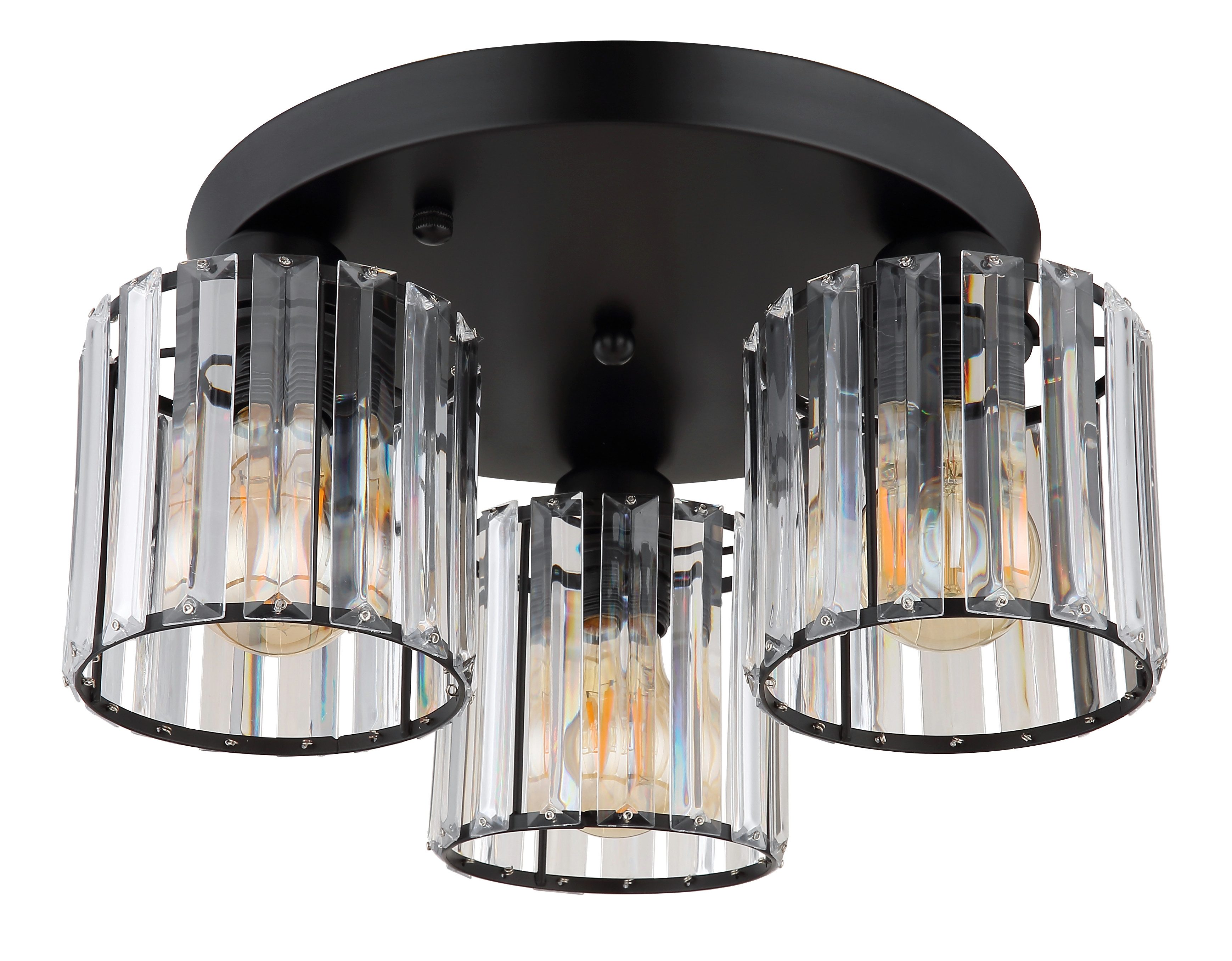 GLOBO LIGHTING Deckenleuchte JORDANA, ohne Leuchtmittel, Deckenlampe schwarz Acrylkristalle DM 35cm Wohnzimmer