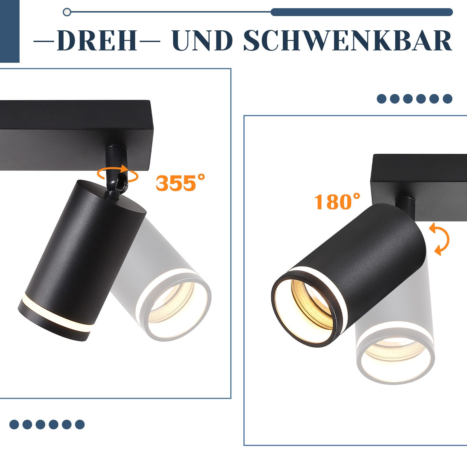 ZMH Deckenstrahler 2 Flammig Schwarz/ Weiß günstig online kaufen
