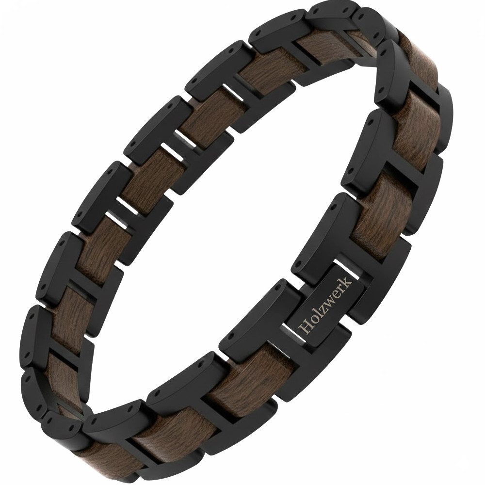 Holzwerk Edelstahlarmband Designer Holz Armband, Armkette Gliederarmband, Holz Unikate inkl. Armbandkürzer, ideal als Geschenk