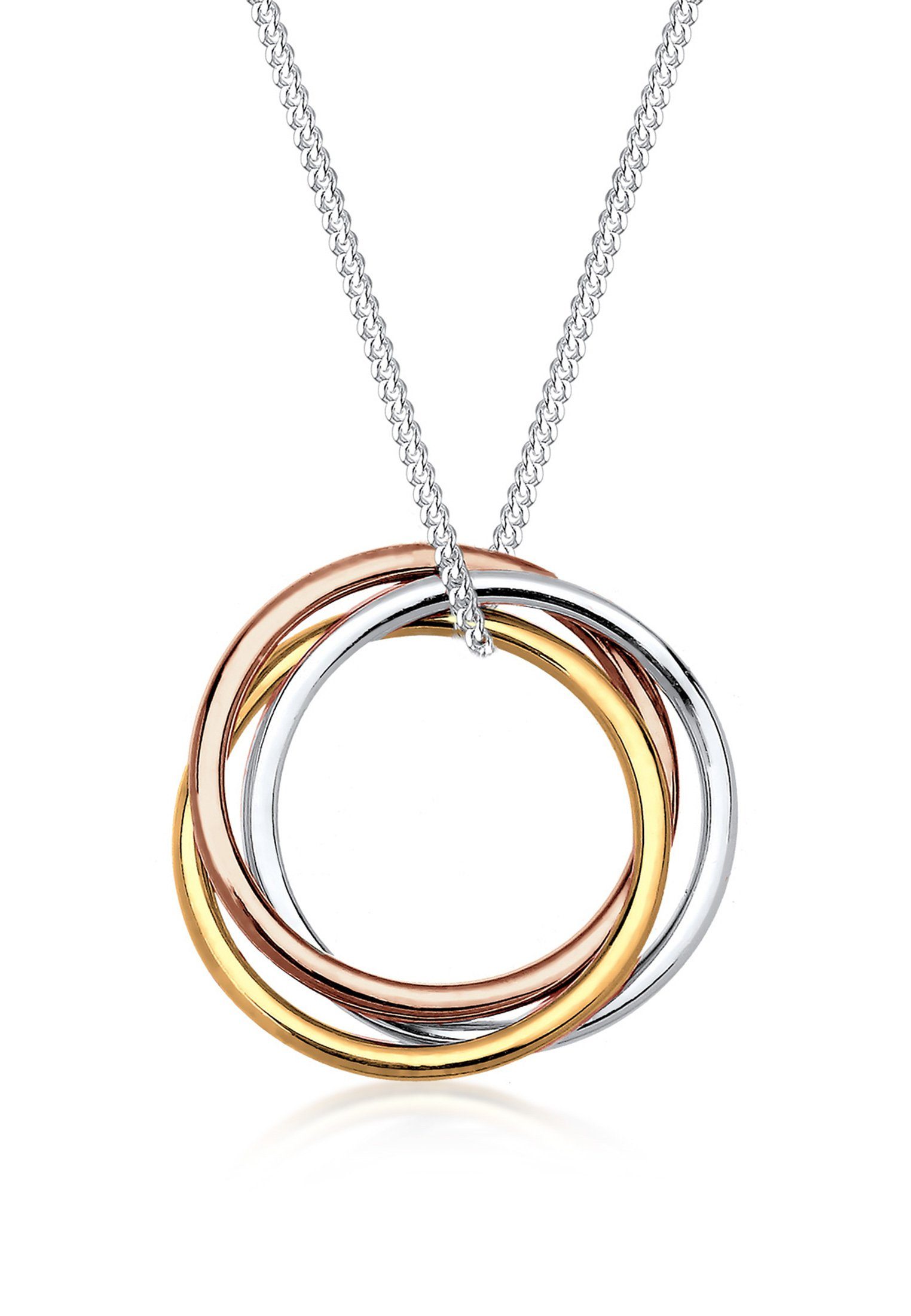 Elli Kette 925 Color_Tri Sterling Anhänger Kreis Look mit Color Tricolor Silber, Anhänger Bi