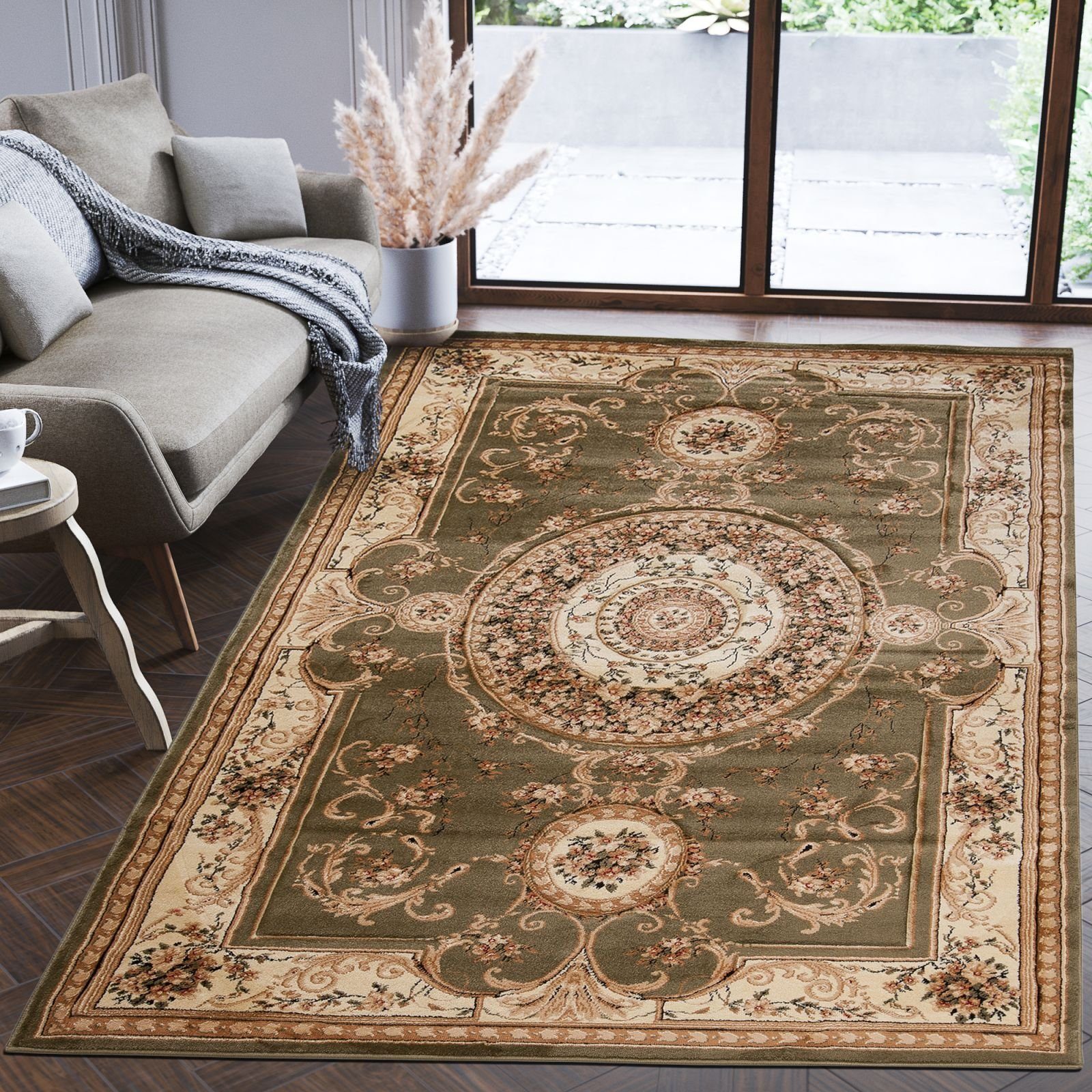 Orientteppich Oriente Teppich - Traditioneller Teppich Orient Grün, Mazovia, 70 x 140 cm, Geeignet für Fußbodenheizung, Pflegeleicht, Wohnzimmerteppich