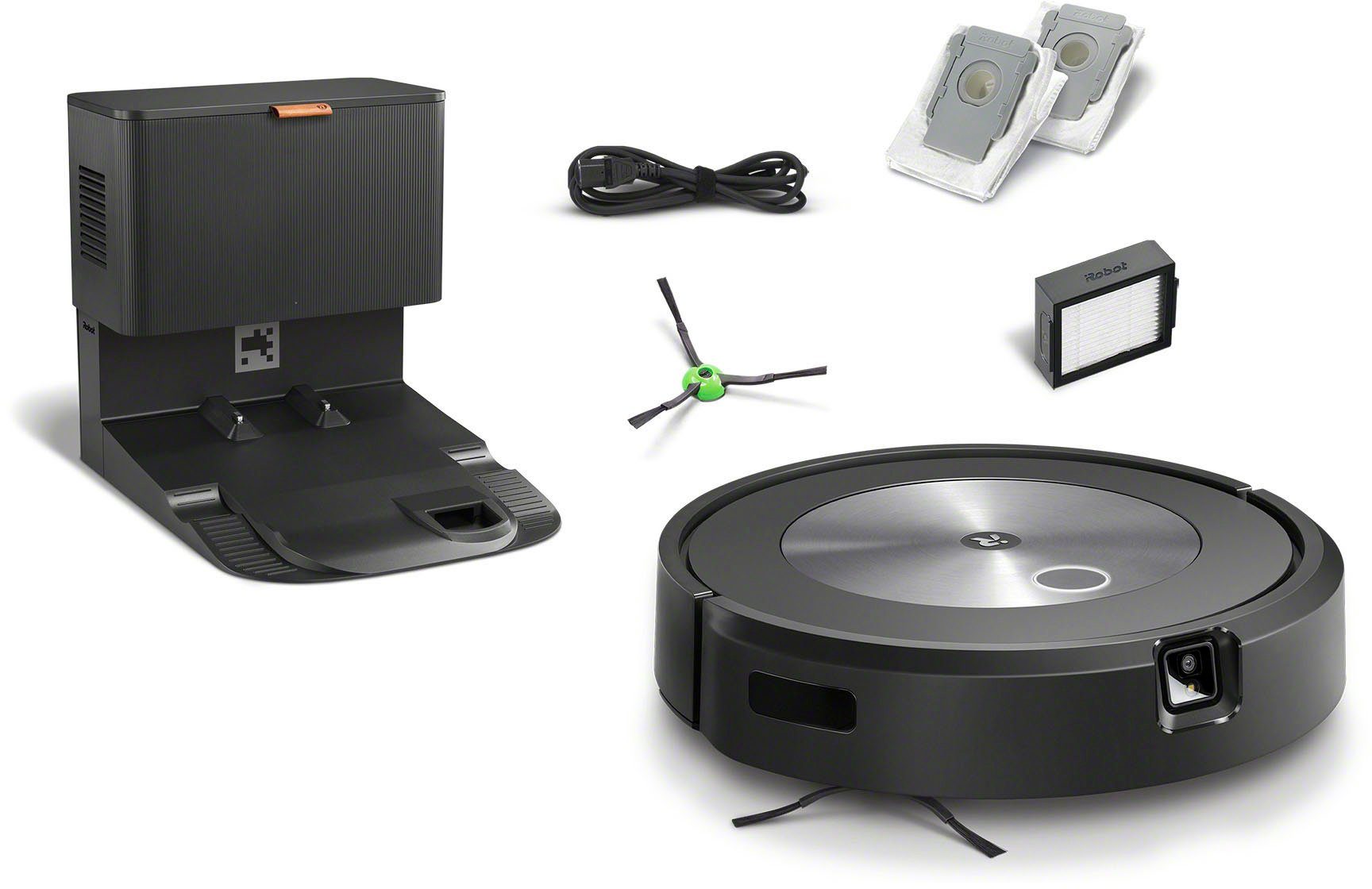 iRobot Saugroboter (j7558), autom. j7+ Gummibürsten mit Kartierung und WLAN-fähig Roomba® Absaugstation, zwei Beutel, mit
