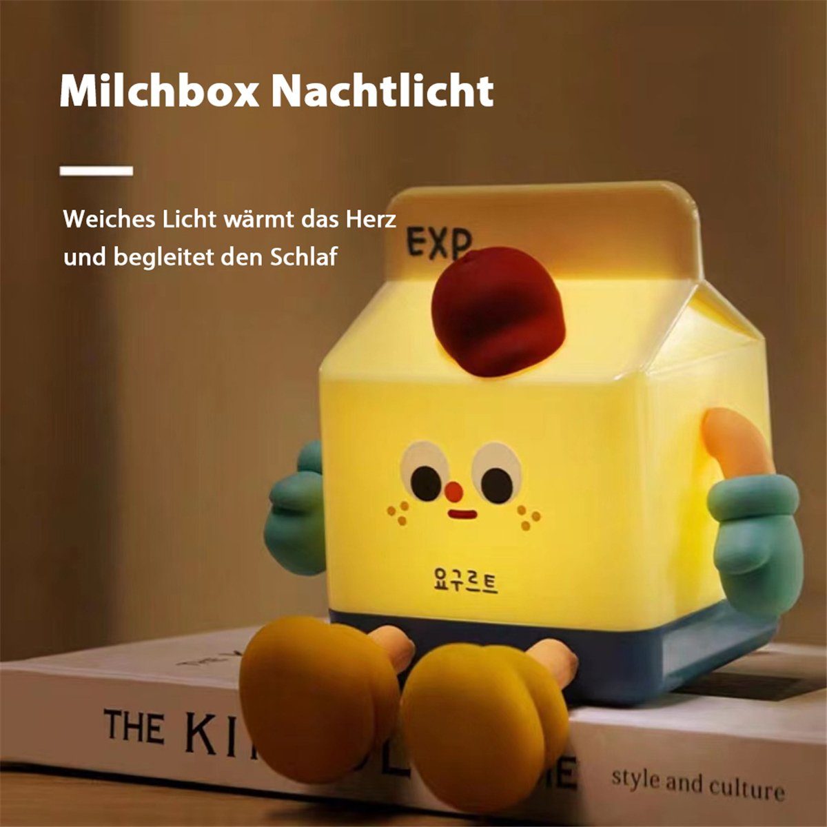 K&B Nachtlicht Cartoon-Milchbox-kreatives Geschenk-Nachtlicht Niedliches LED
