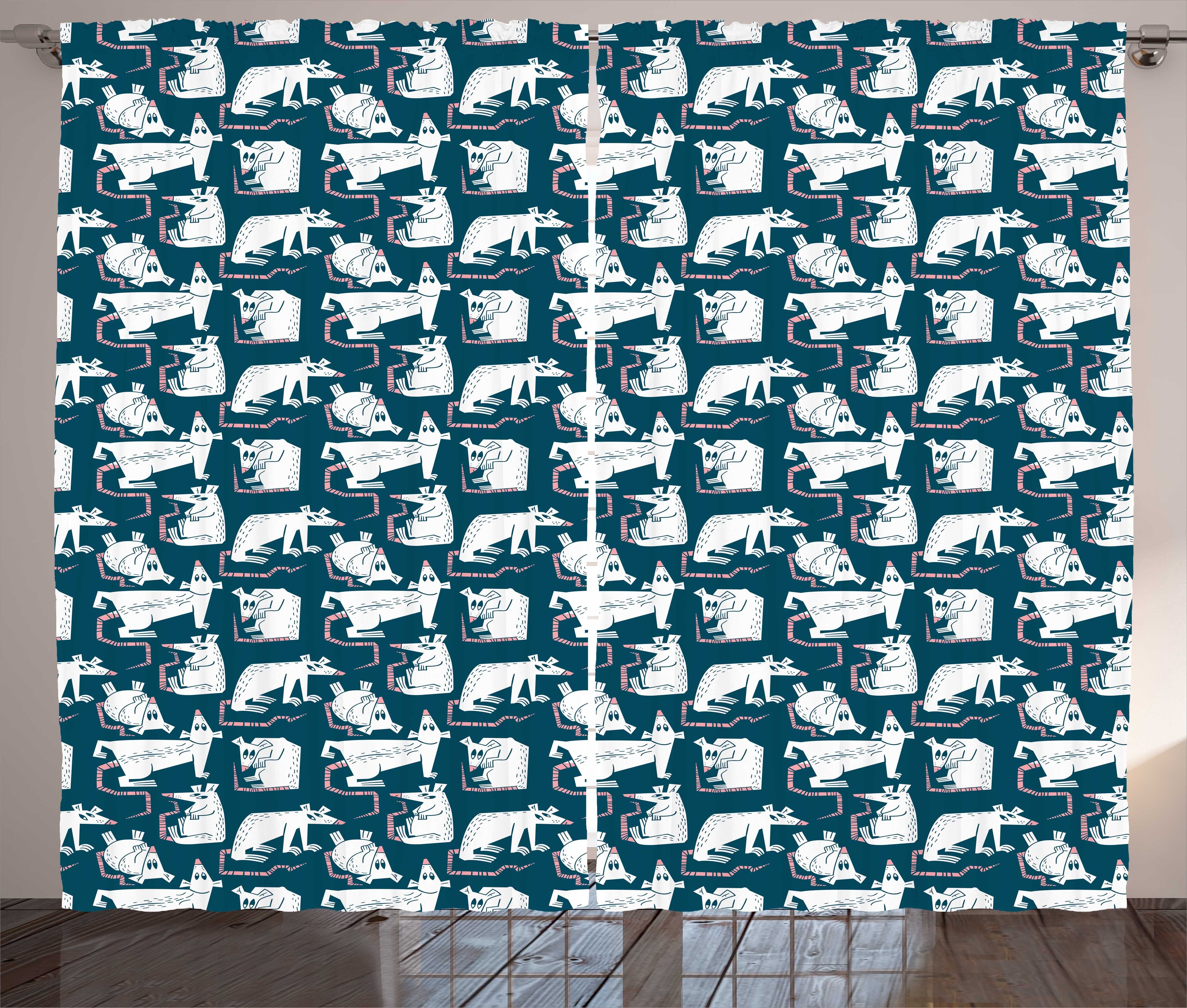 Gardine Schlafzimmer Kräuselband Vorhang mit Schlaufen und Haken, Abakuhaus, Ratten Cartoon-Maus-Muster