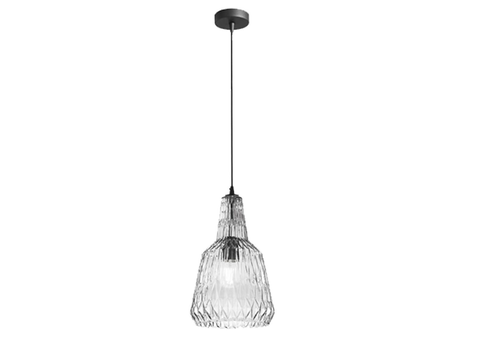 LUCE Design LED Pendelleuchte aus facettiertem Kristallglas Ø 23cm, Leuchtmittel dimmbar, LED wechselbar, Warmweiß, Retro Hängelampe mit Designer Glas Lampenschirm klein