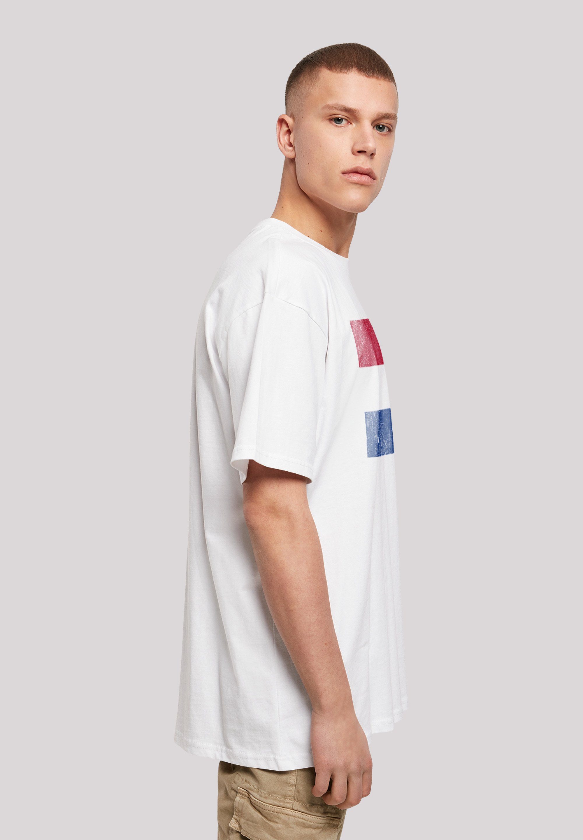 F4NT4STIC T-Shirt Netherlands Holland NIederlande distressed Print Flagge weiß