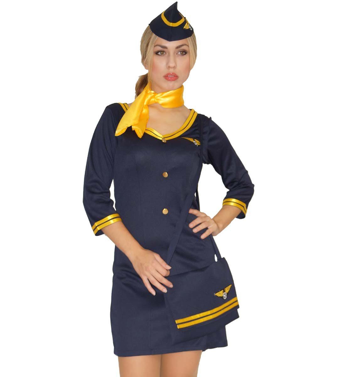 Maylynn Polizei-Kostüm Kostüm Stewardess Flugbegleiterin mit Tasche